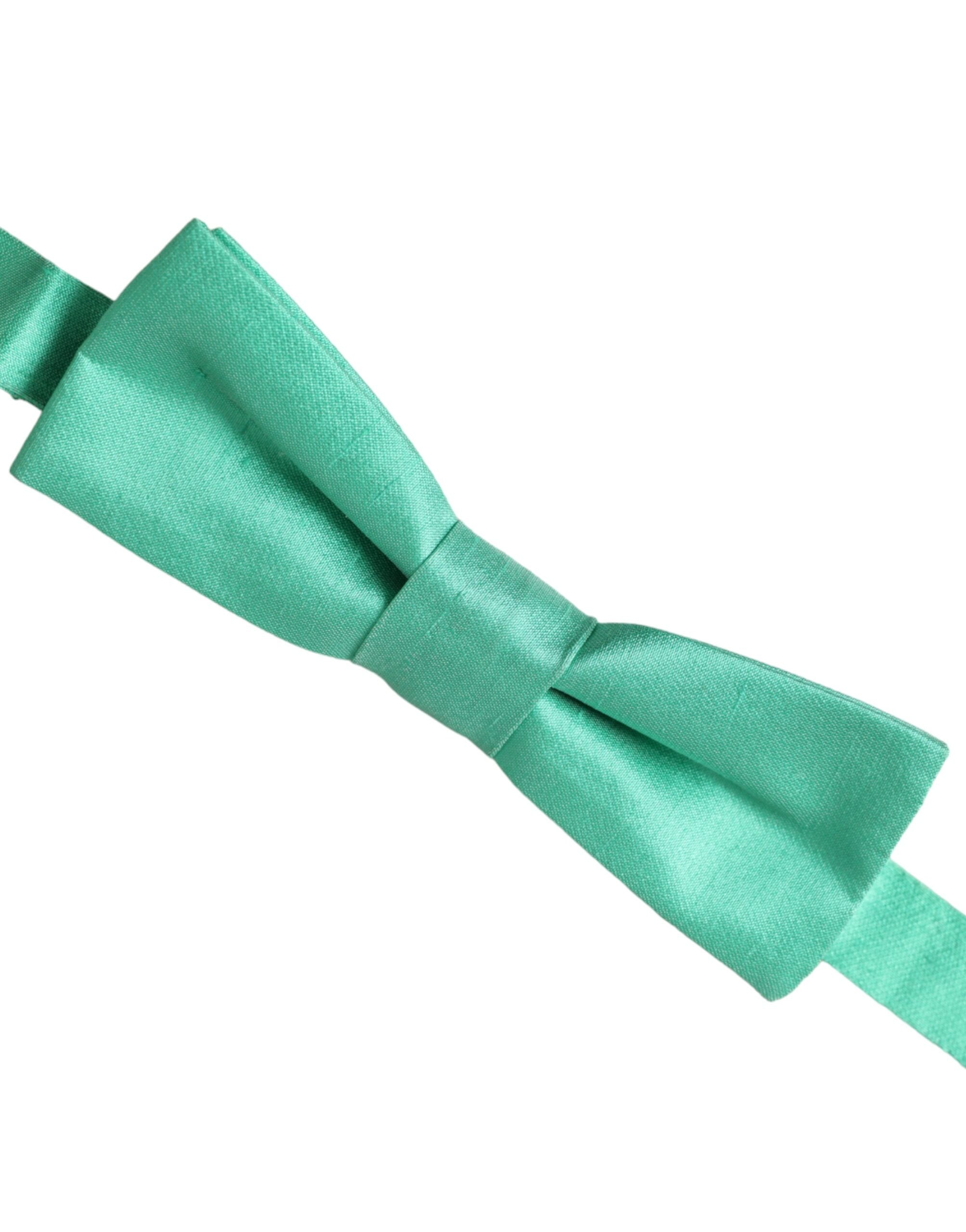Mint Green Silk Adjustable Neck Men Bow Tie - ventzia