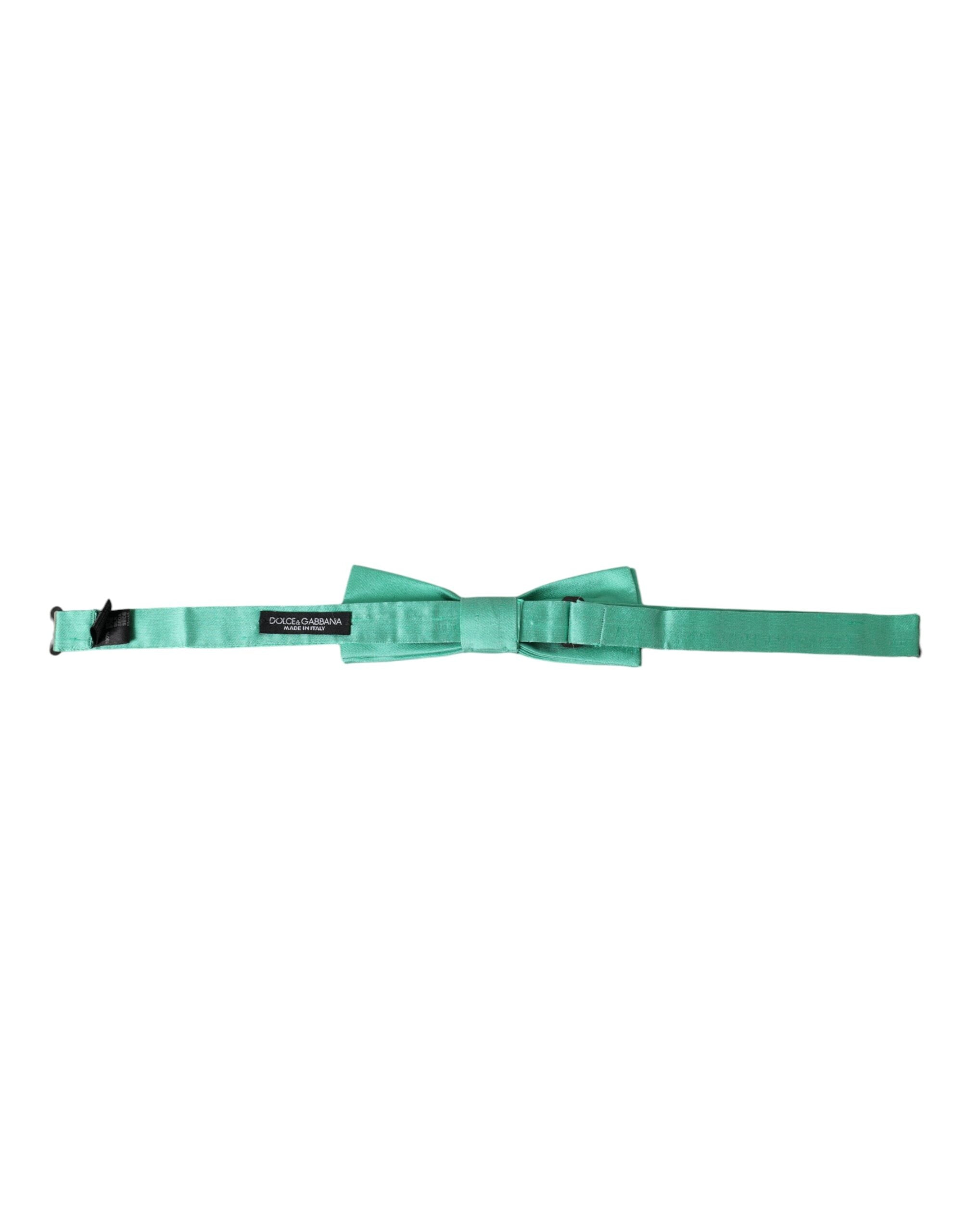 Mint Green Silk Adjustable Neck Men Bow Tie - ventzia