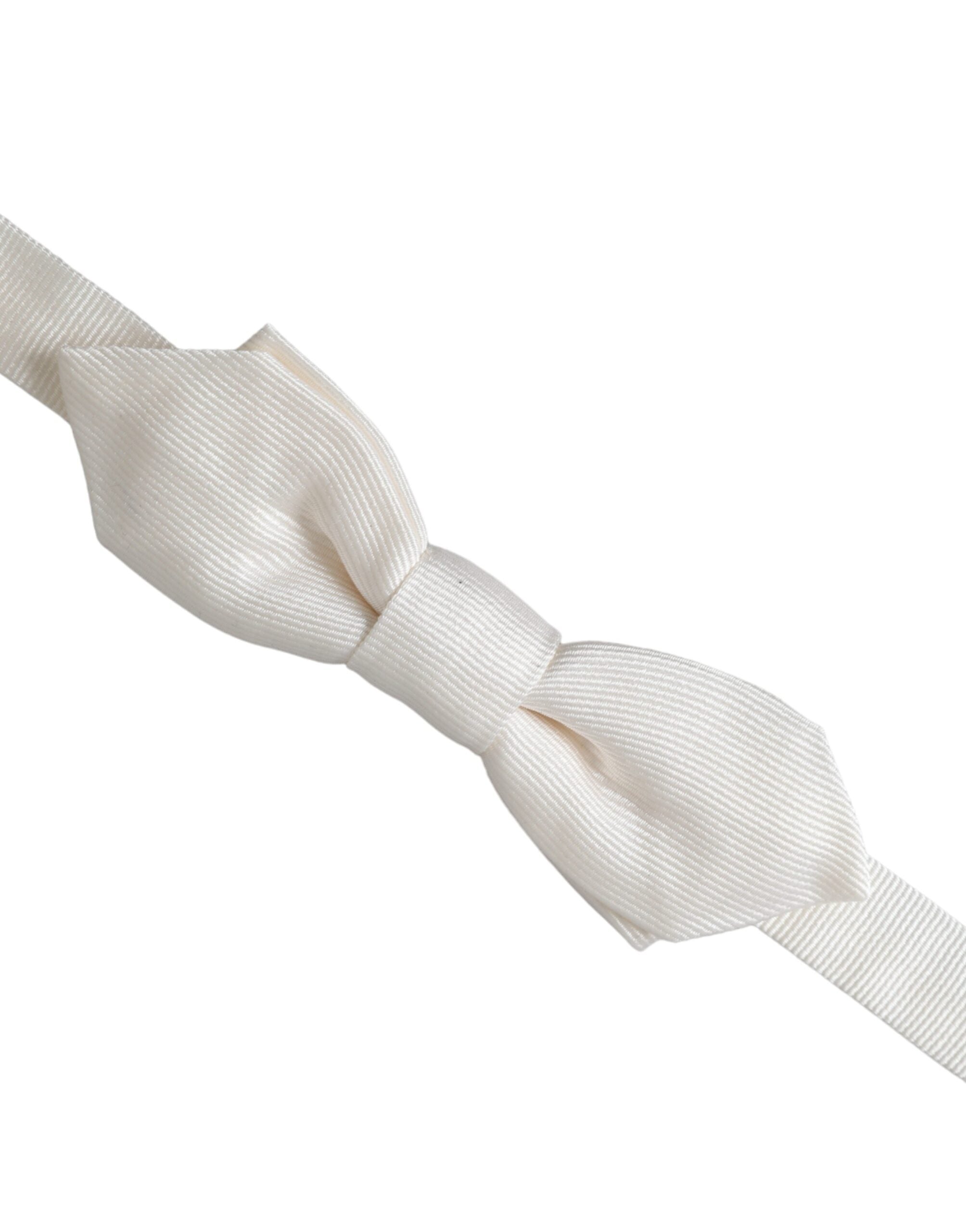 White Silk Adjustable Neck Men Papillon Bow Tie - ventzia