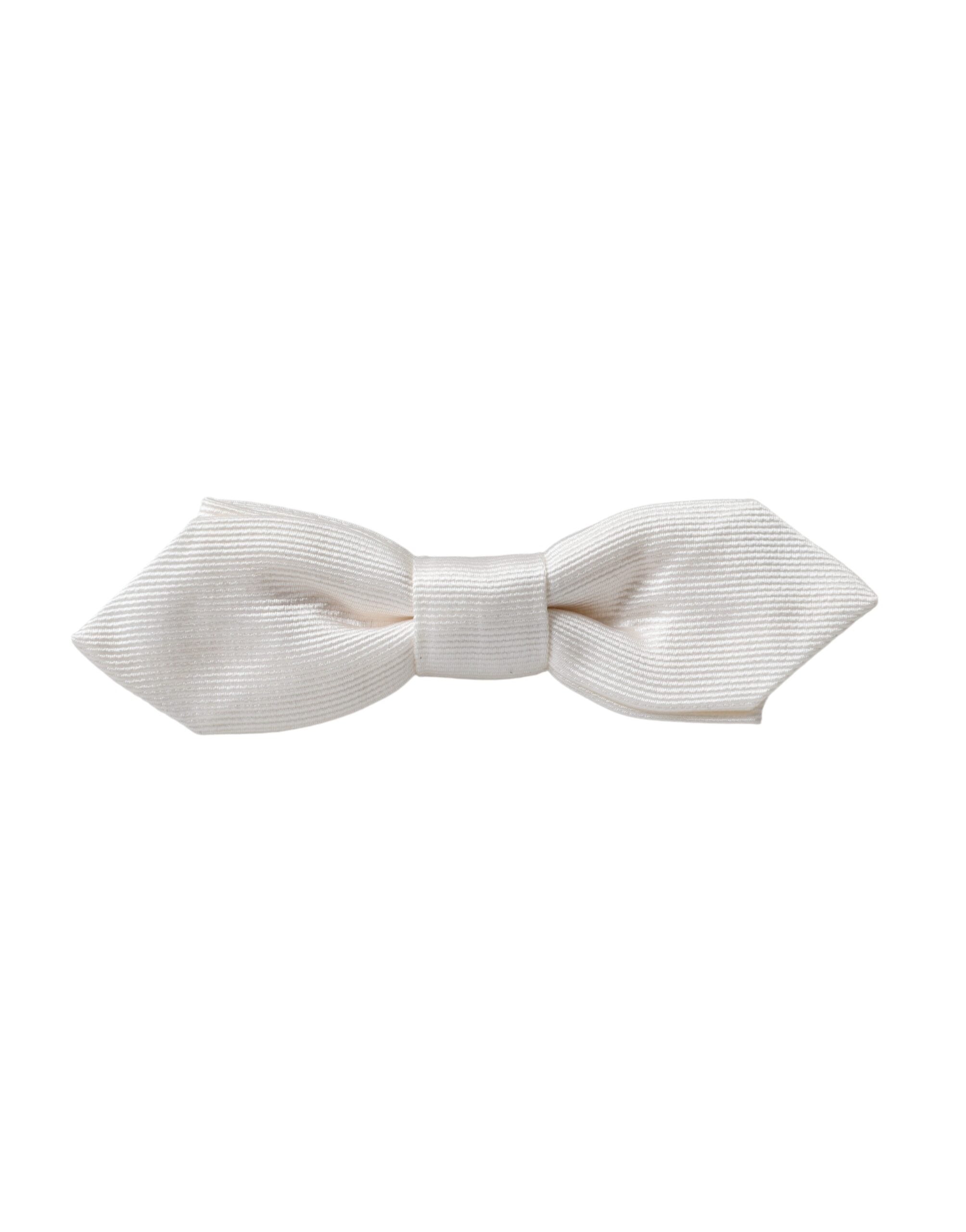 White Silk Adjustable Neck Men Papillon Bow Tie - ventzia