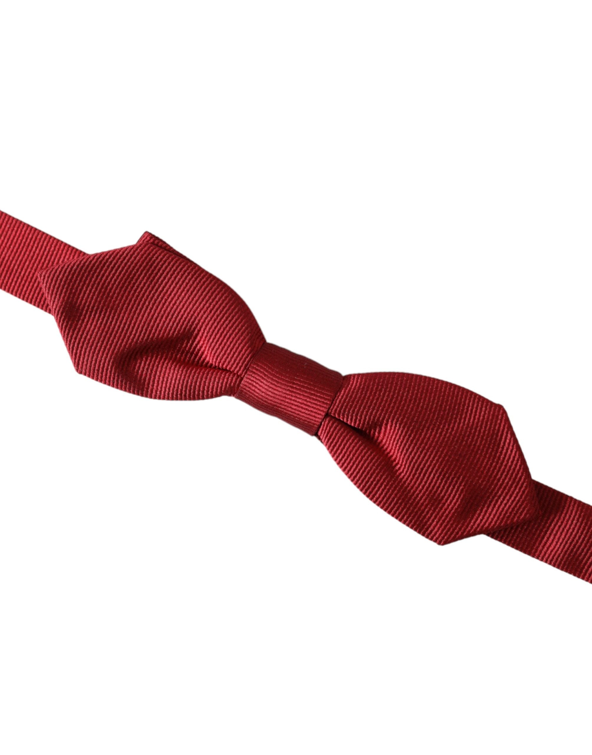 Red Silk Jacquard Adjustable Neck Men Bow Tie - ventzia