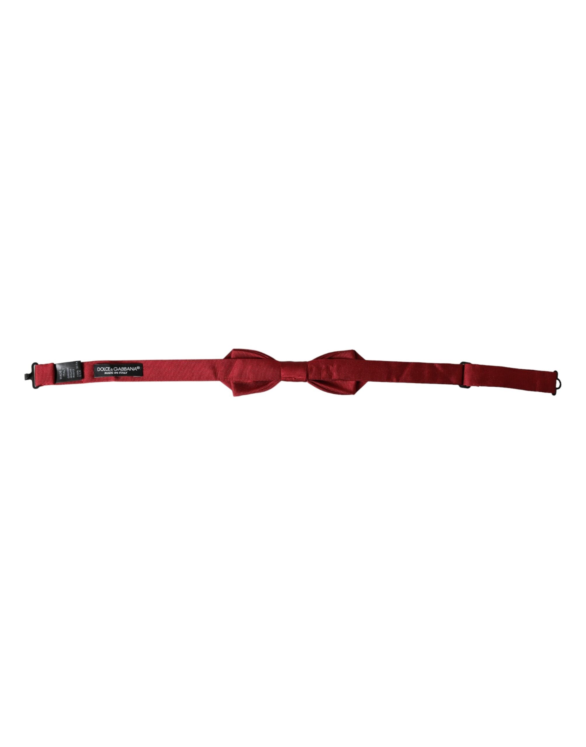 Red Silk Jacquard Adjustable Neck Men Bow Tie - ventzia