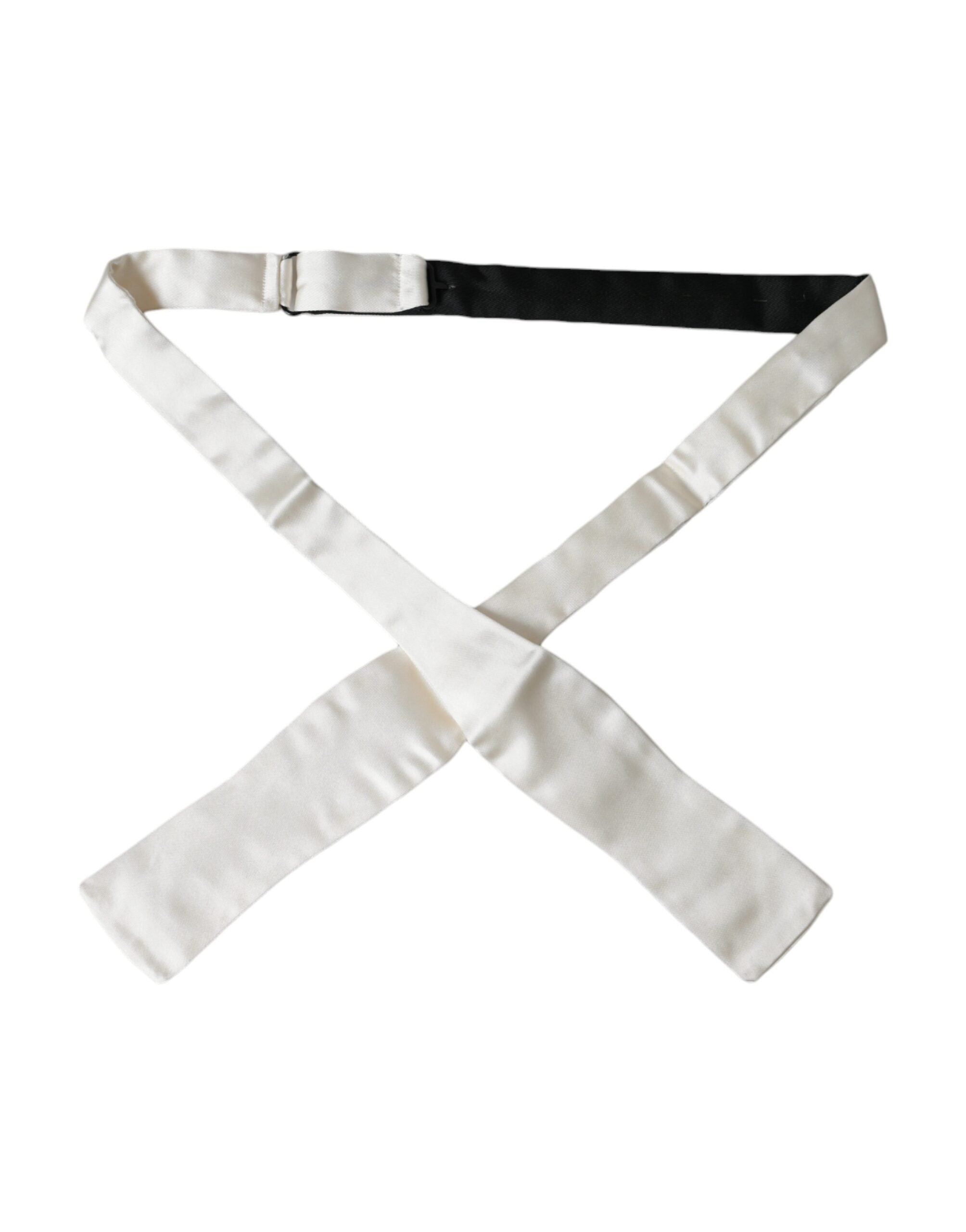 White Silk Slim Skinny Necktie Men Bow Tie - ventzia