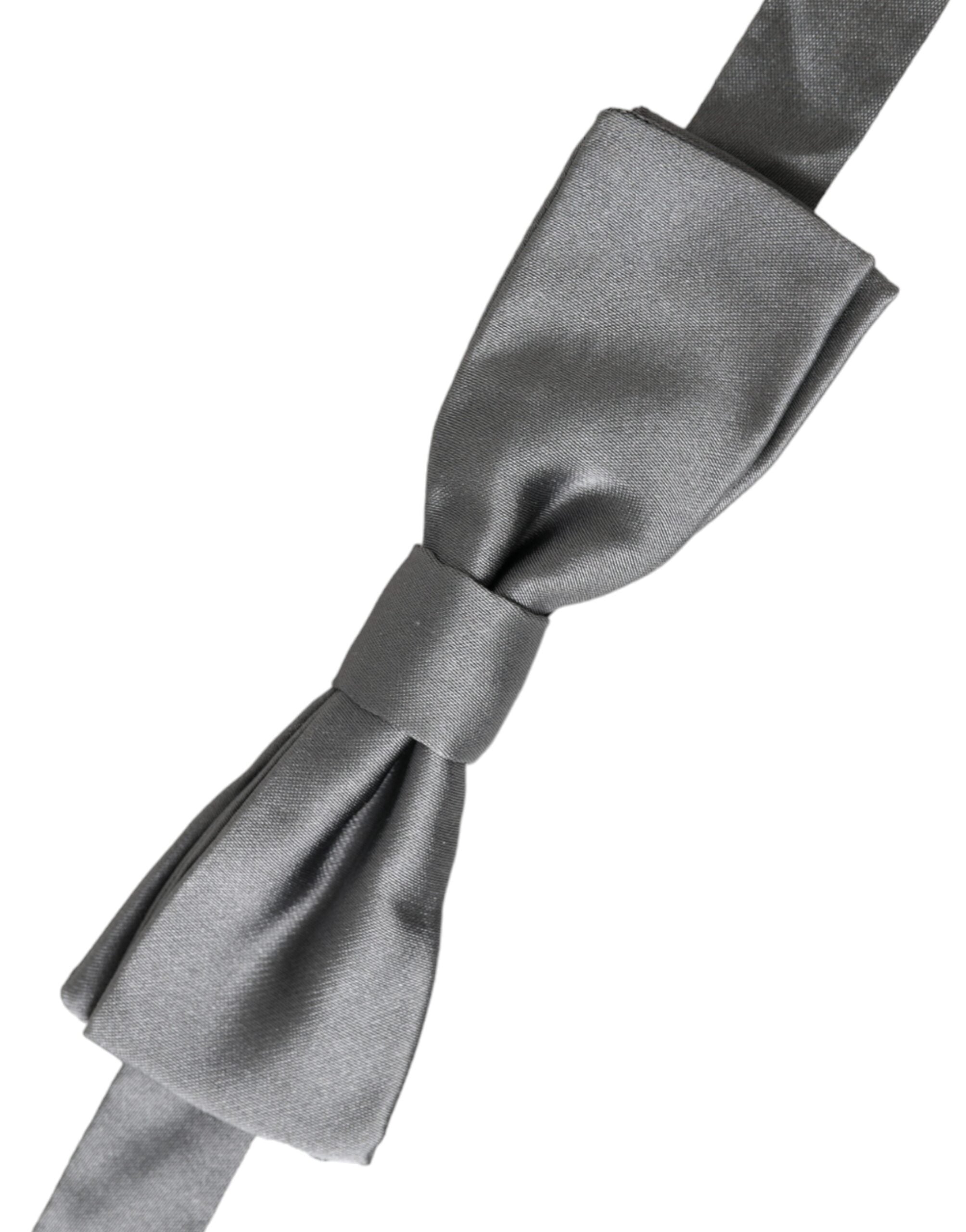 Gray Satin Silk Adjustable Neck Men Papillon Bow Tie - ventzia