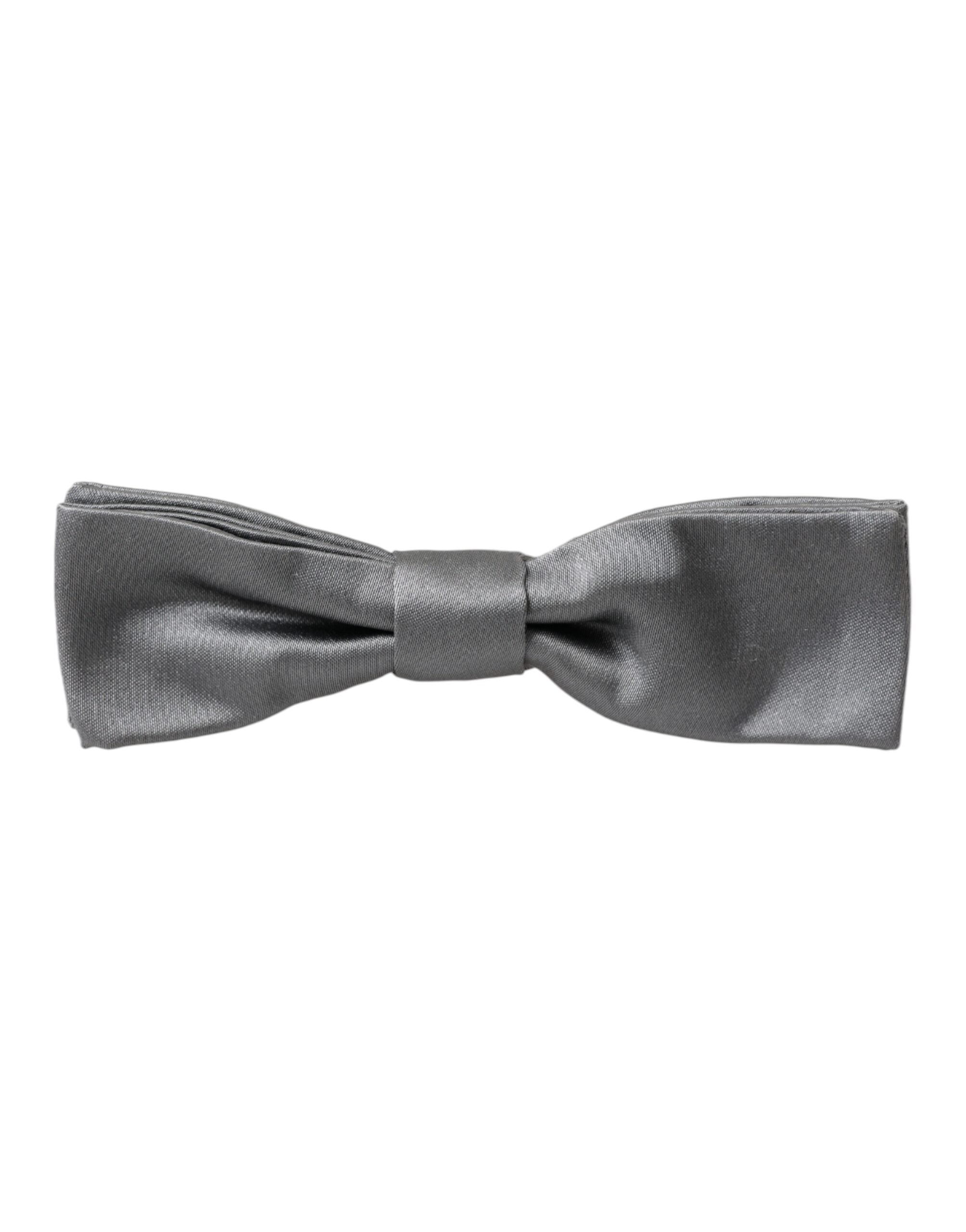 Gray Satin Silk Adjustable Neck Men Papillon Bow Tie - ventzia