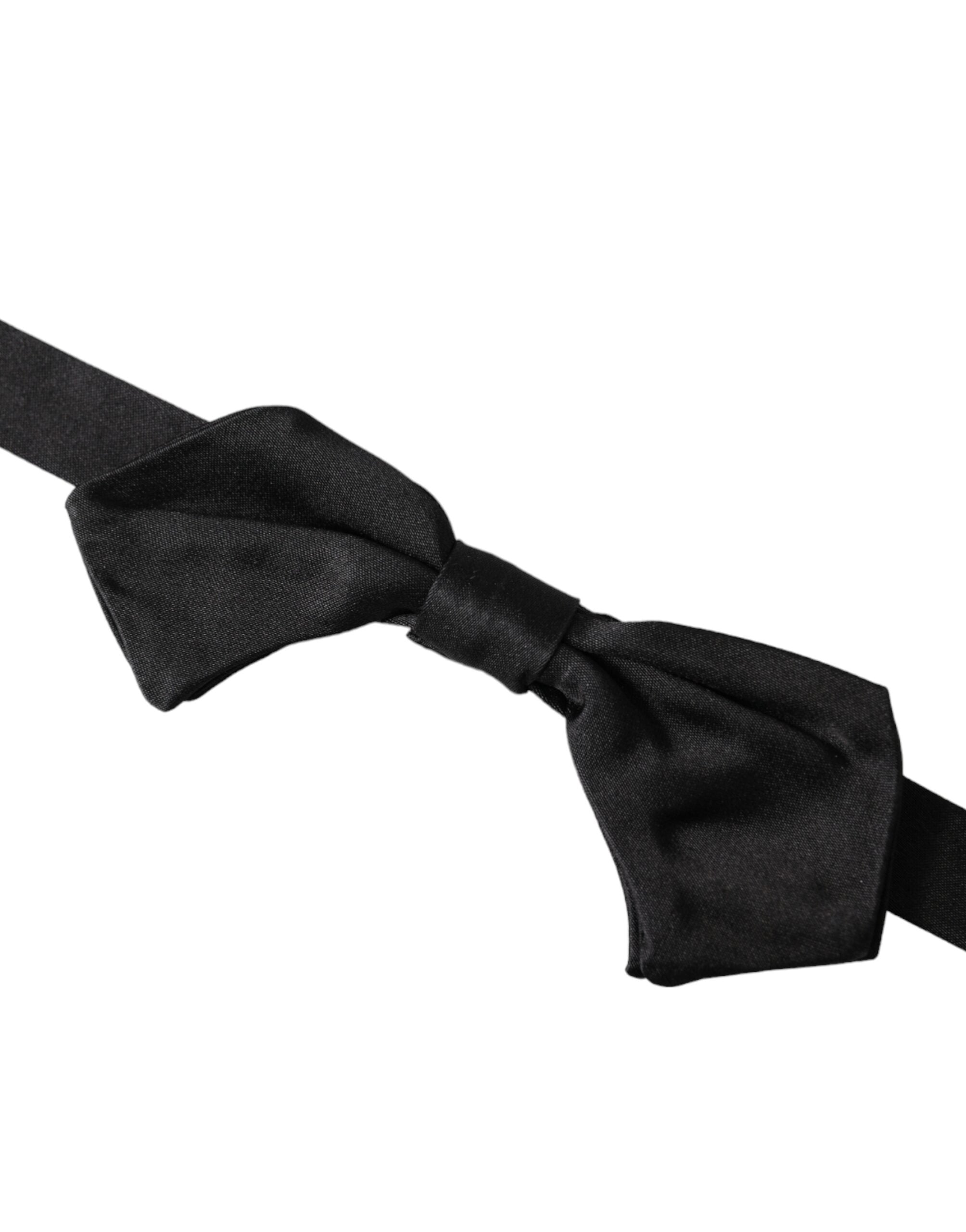 Black Satin Silk Adjustable Neck Men Bow Tie - ventzia
