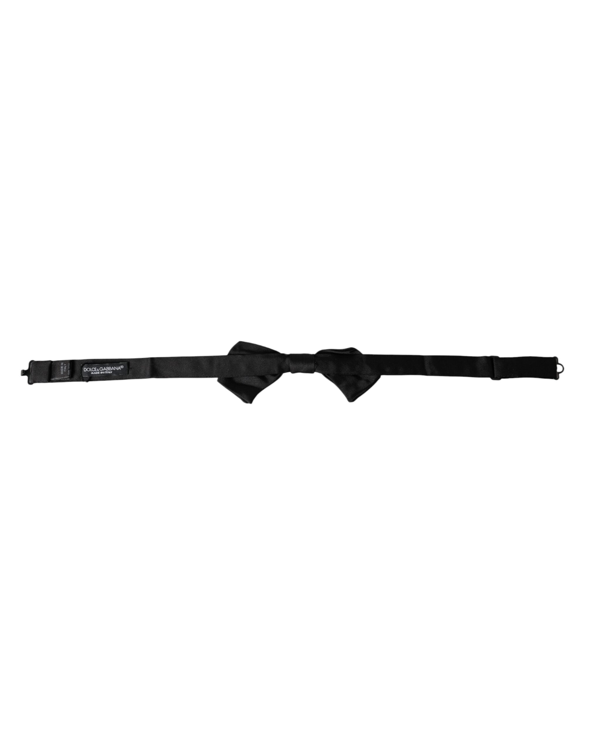 Black Satin Silk Adjustable Neck Men Bow Tie - ventzia