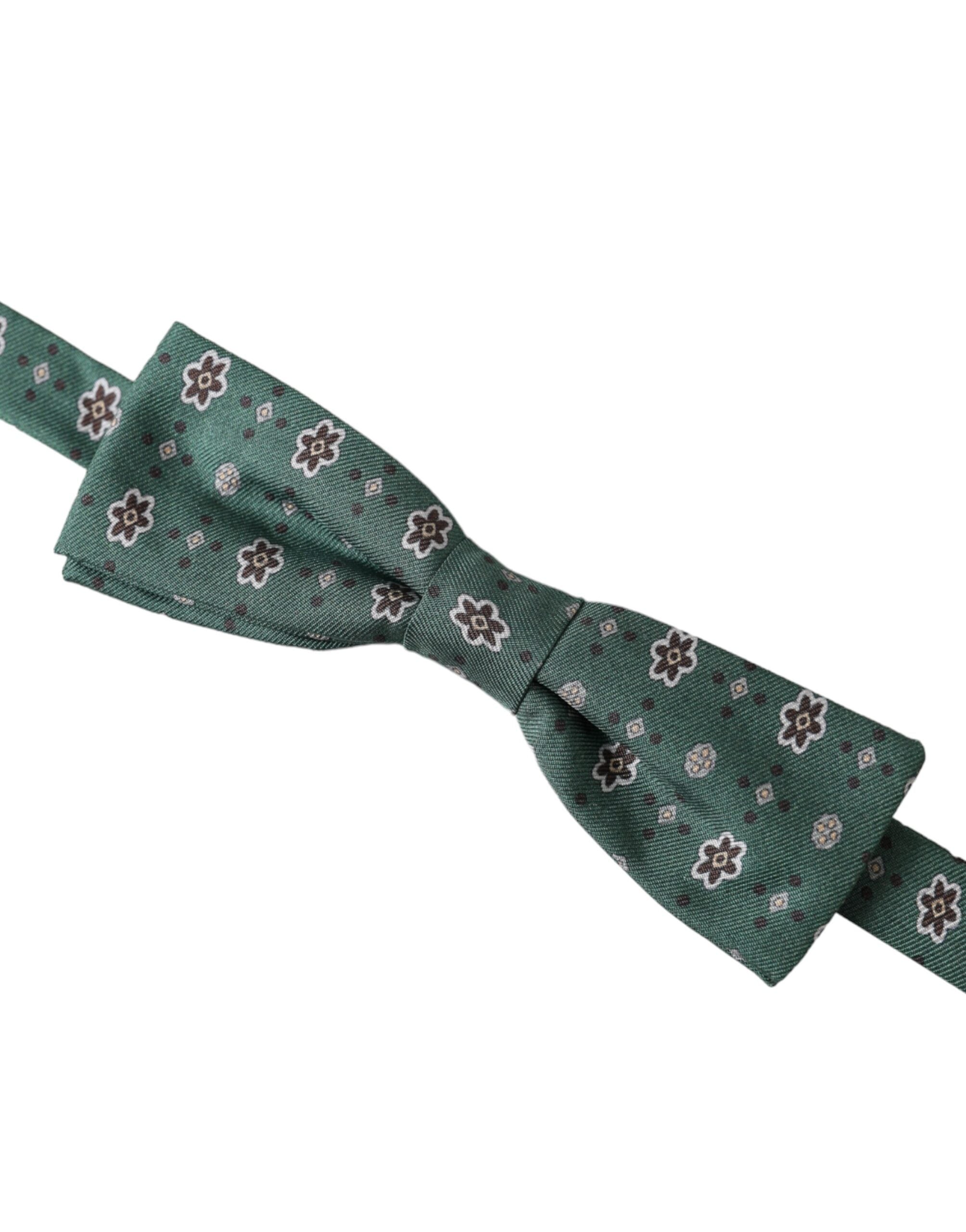 Mint Green Floral Adjustable Neck Men Bow Tie - ventzia