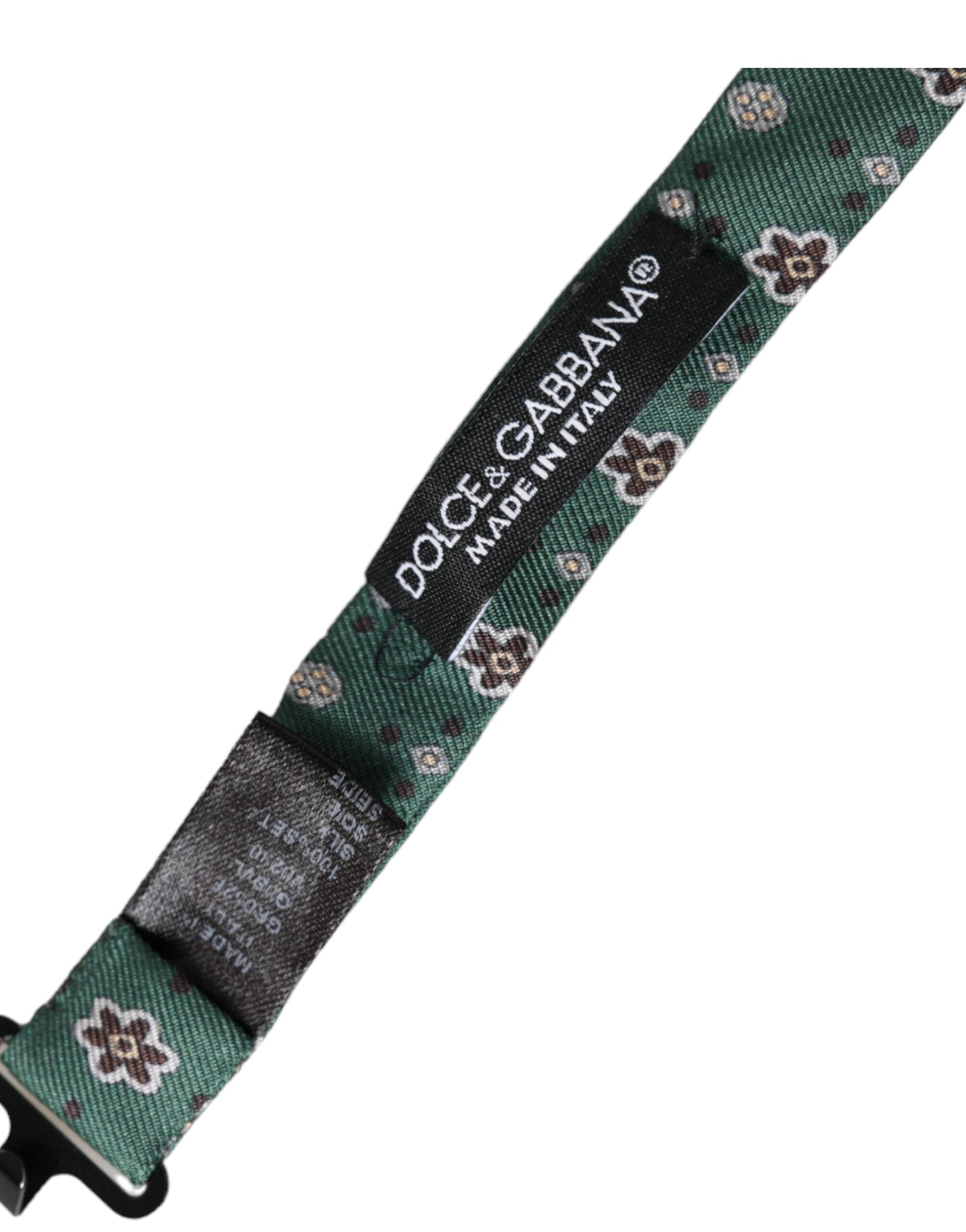 Mint Green Floral Adjustable Neck Men Bow Tie - ventzia