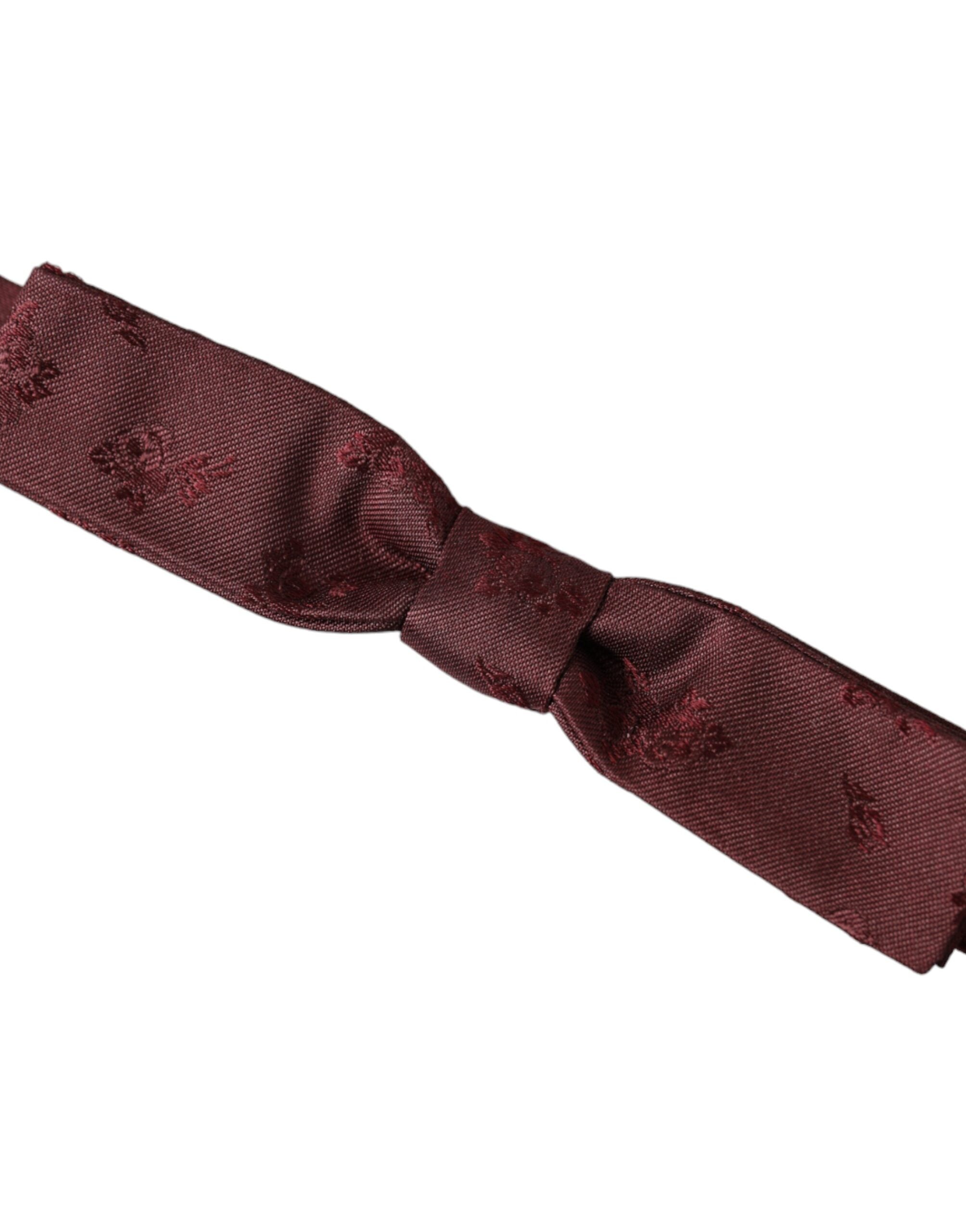 Maroon Floral Silk Adjustable Neck Men Bow Tie - ventzia
