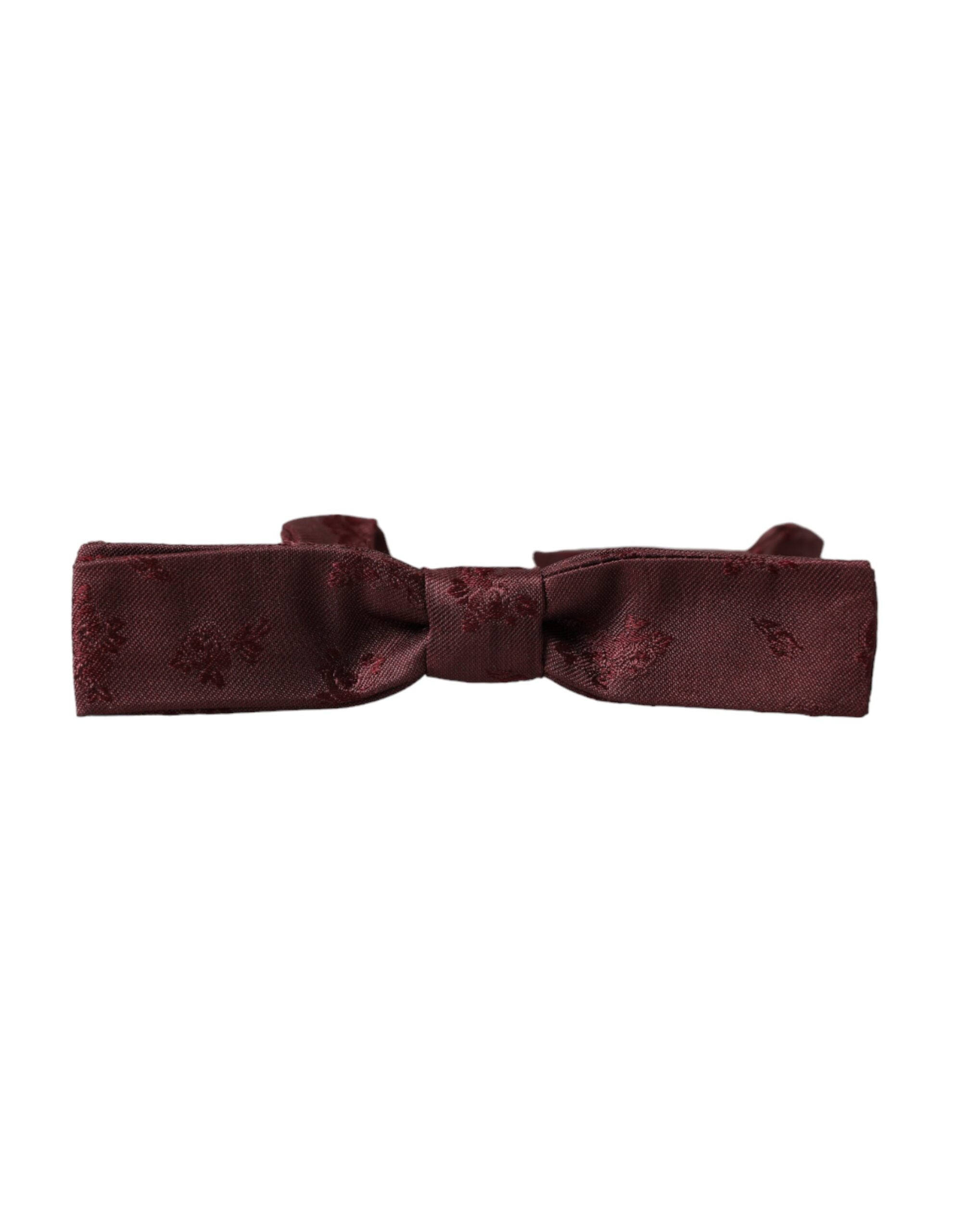 Maroon Floral Silk Adjustable Neck Men Bow Tie - ventzia