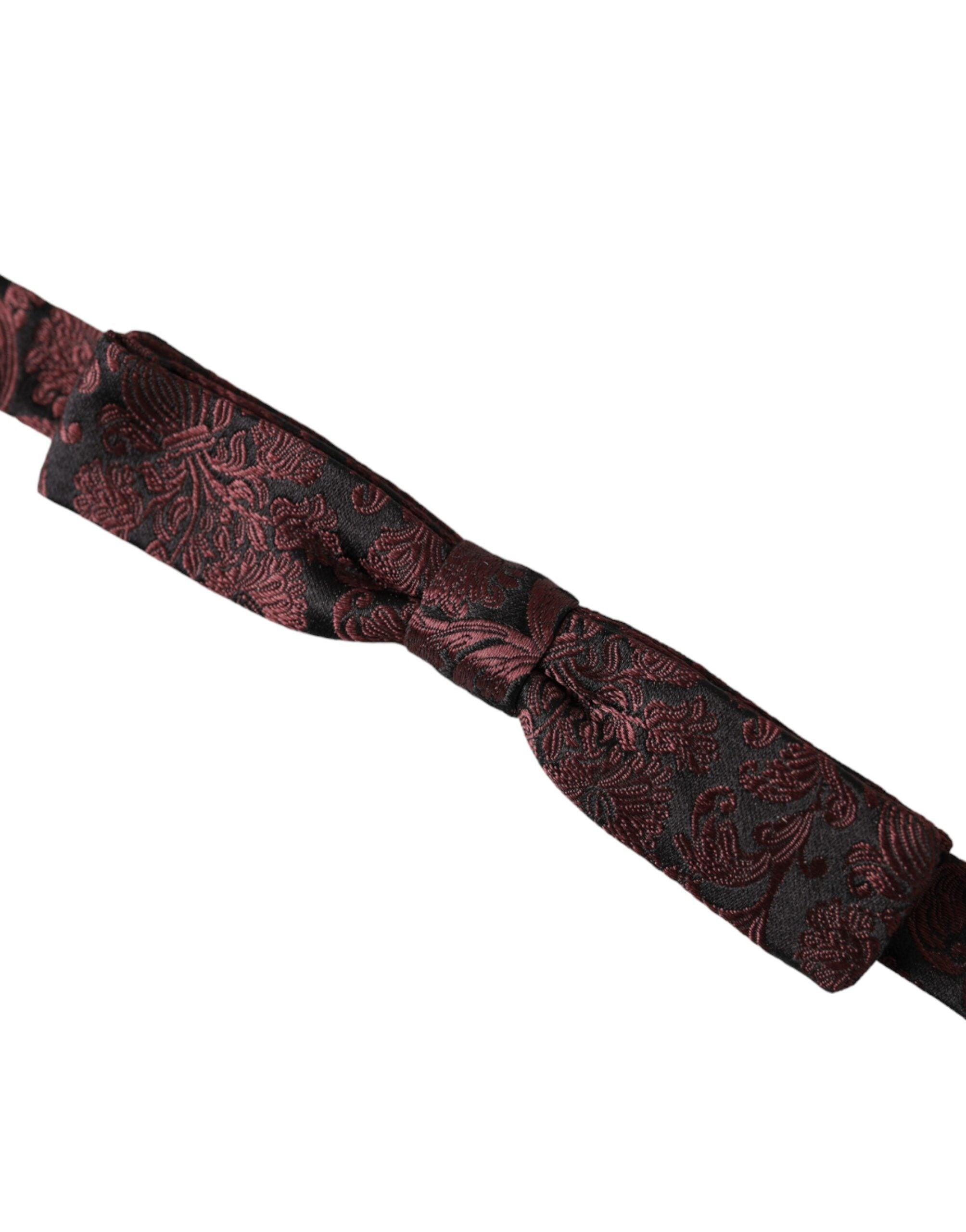 Maroon Floral Silk Adjustable Neck Men Bow Tie - ventzia