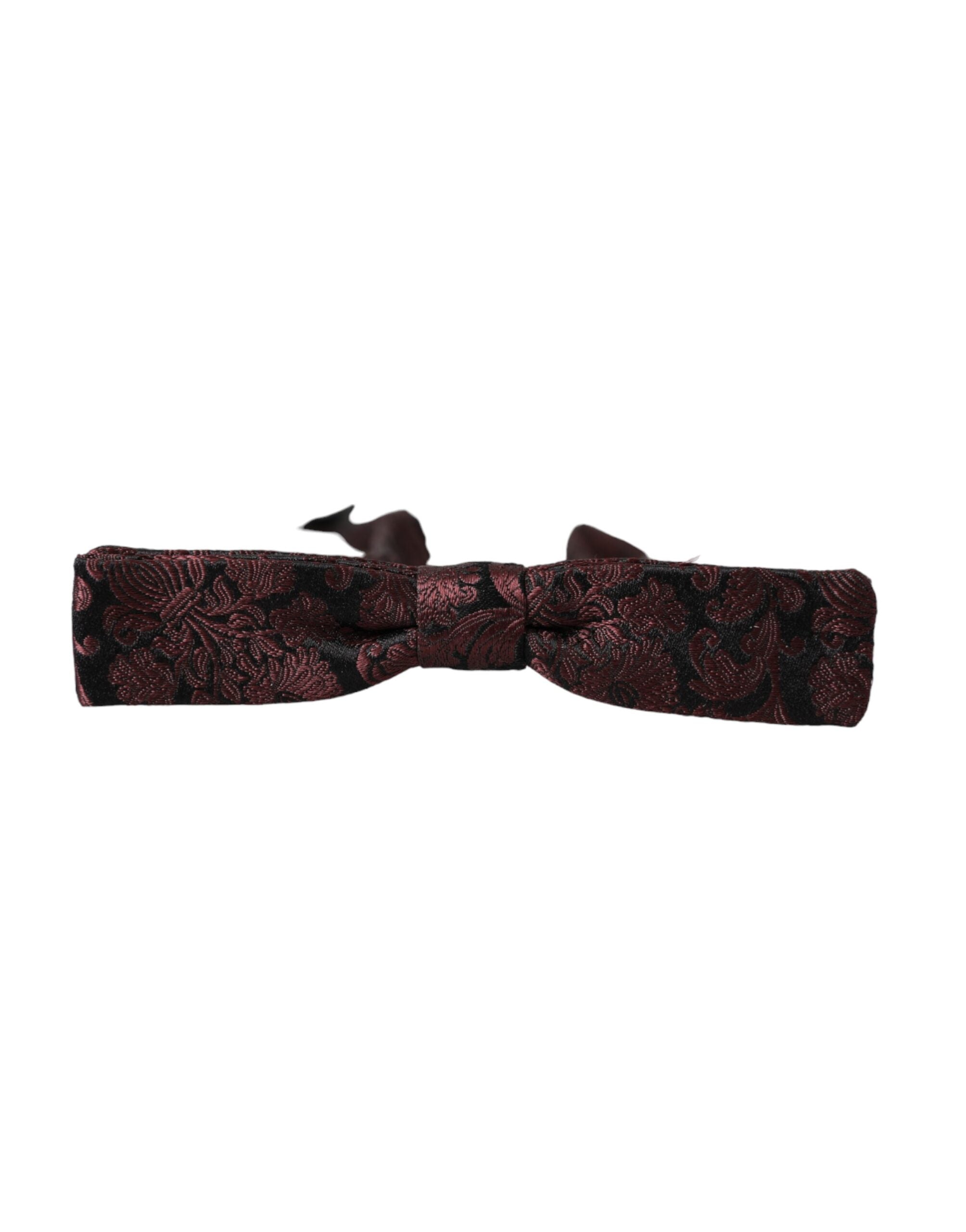 Maroon Floral Silk Adjustable Neck Men Bow Tie - ventzia