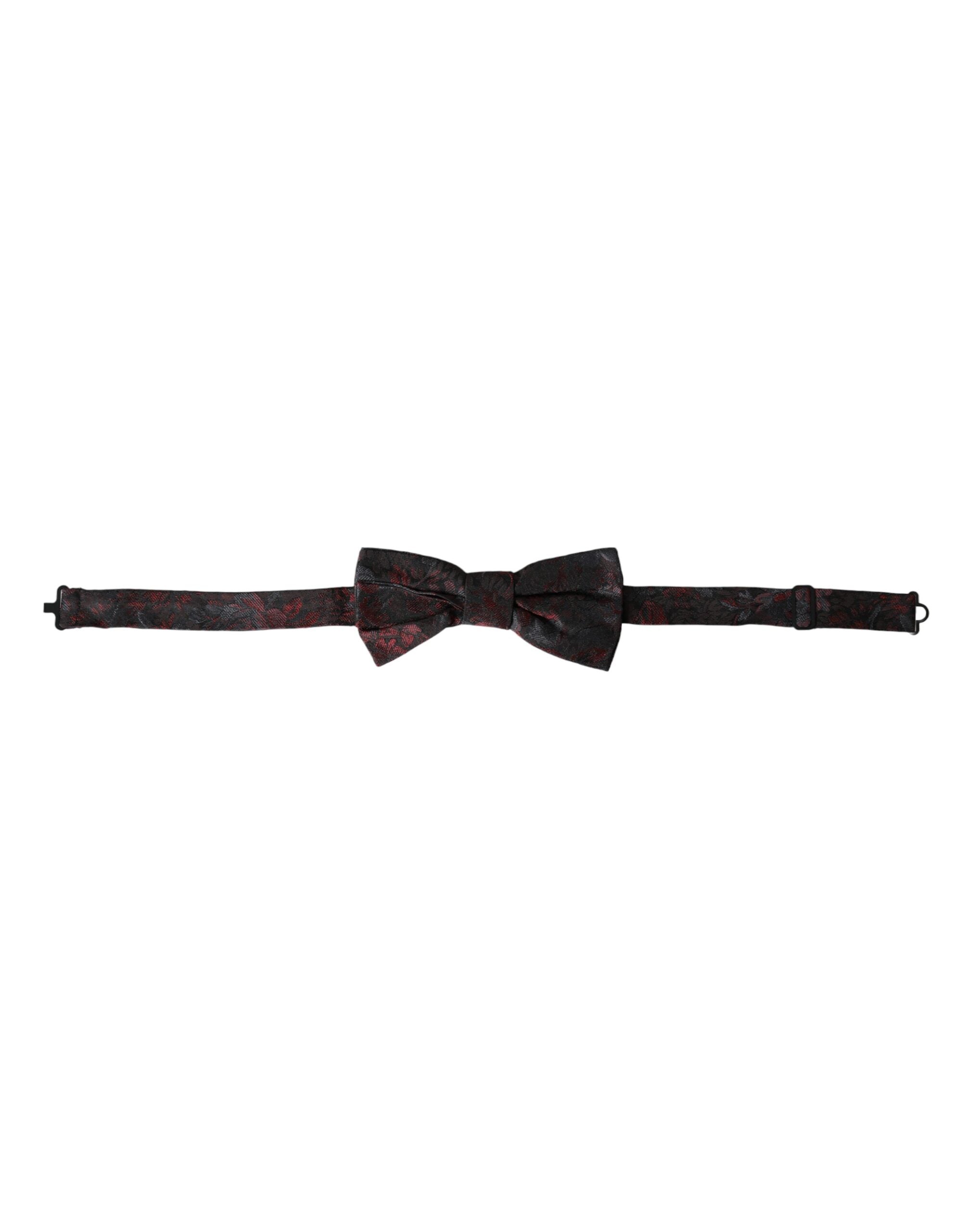 Red Black Floral Adjustable Neck Men Bow Tie - ventzia