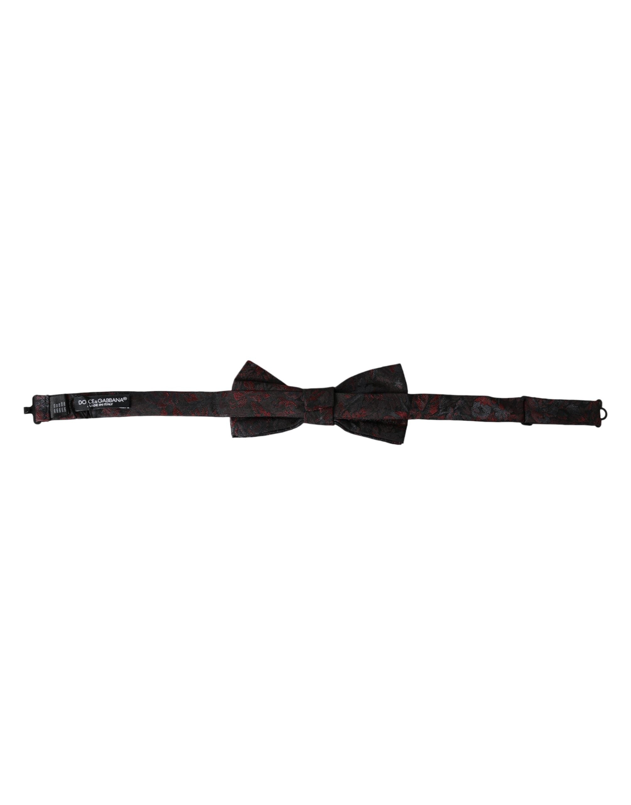 Red Black Floral Adjustable Neck Men Bow Tie - ventzia