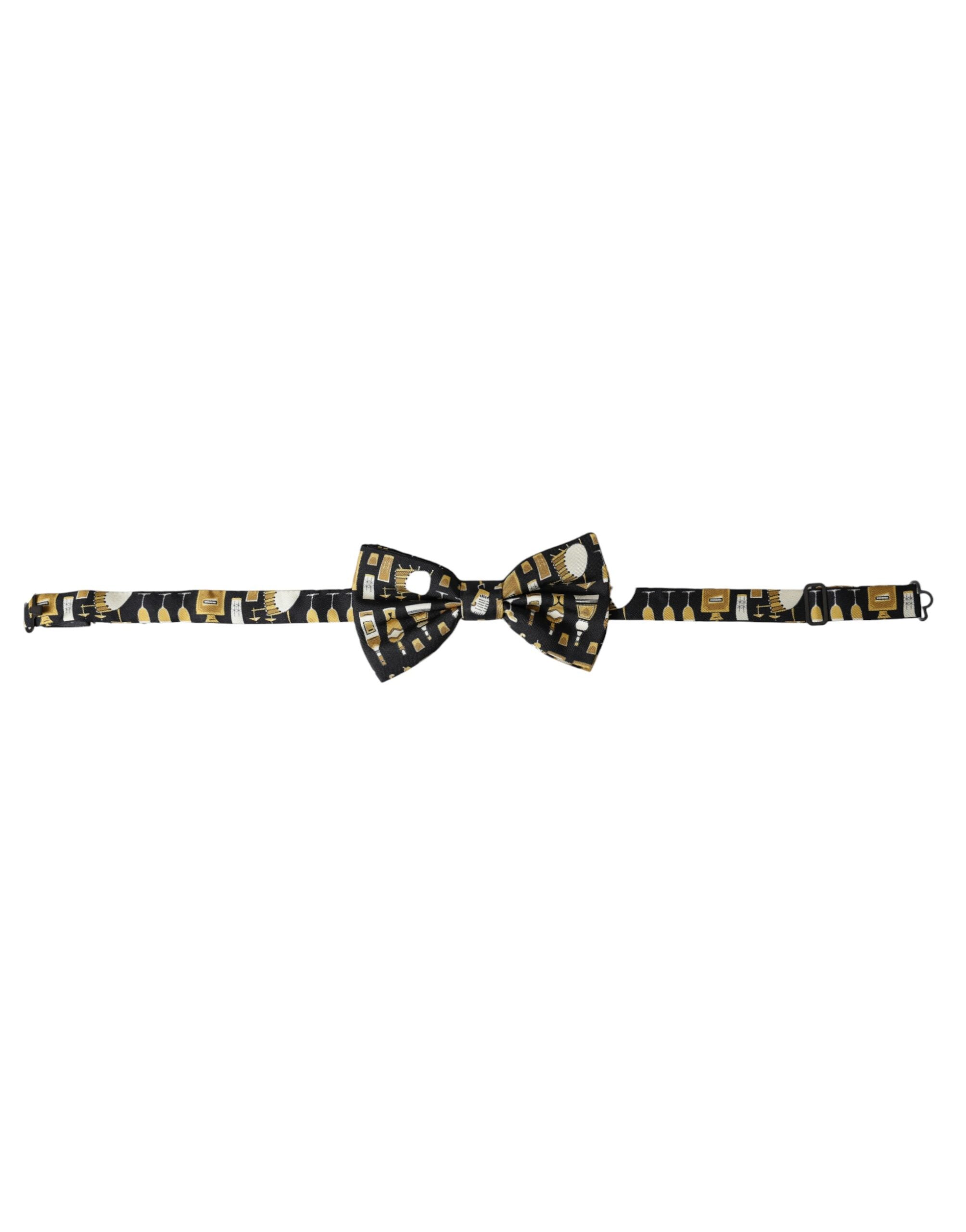 Black Silk Cocktail Adjustable Neck Men Bow Tie - ventzia