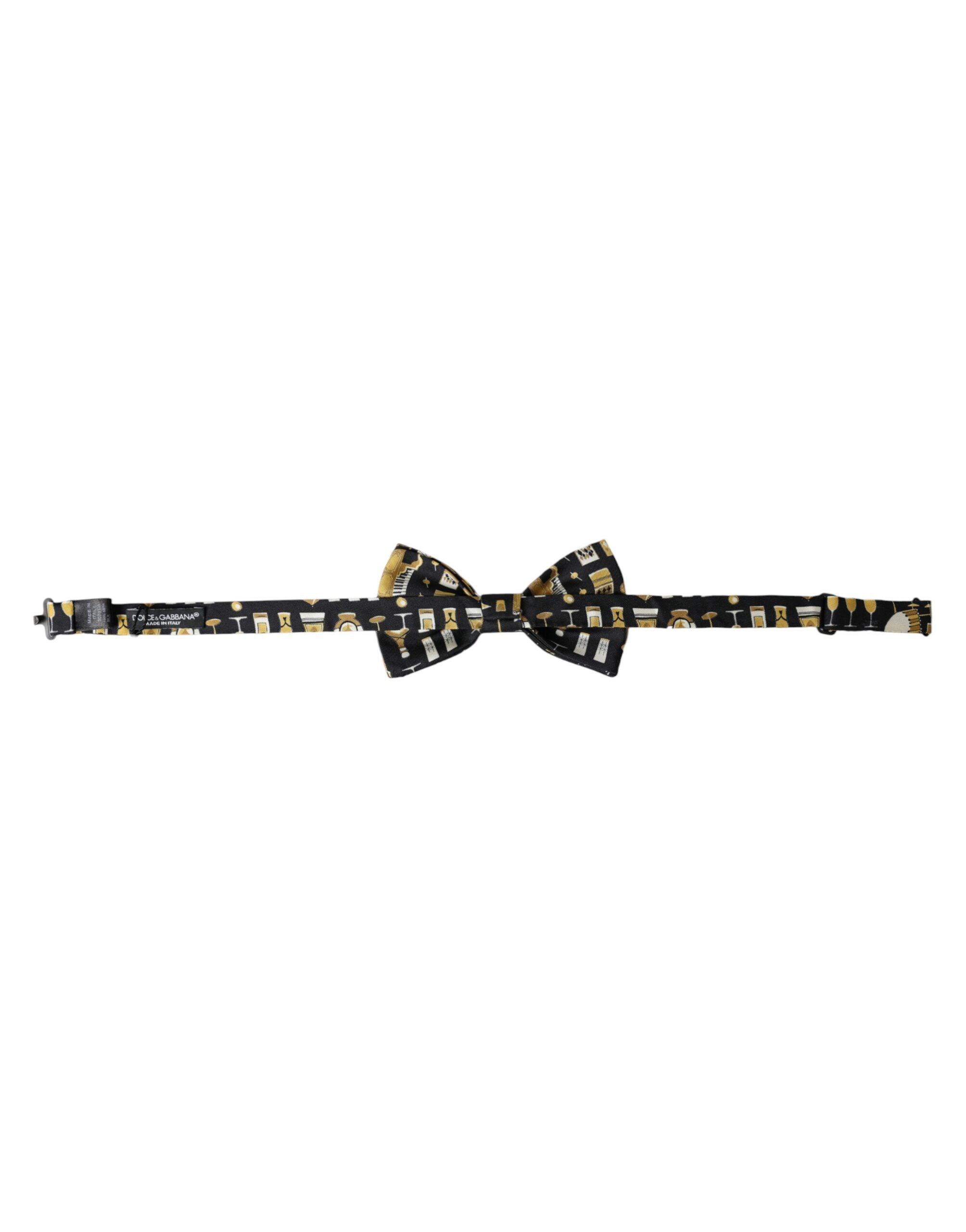 Black Silk Cocktail Adjustable Neck Men Bow Tie - ventzia