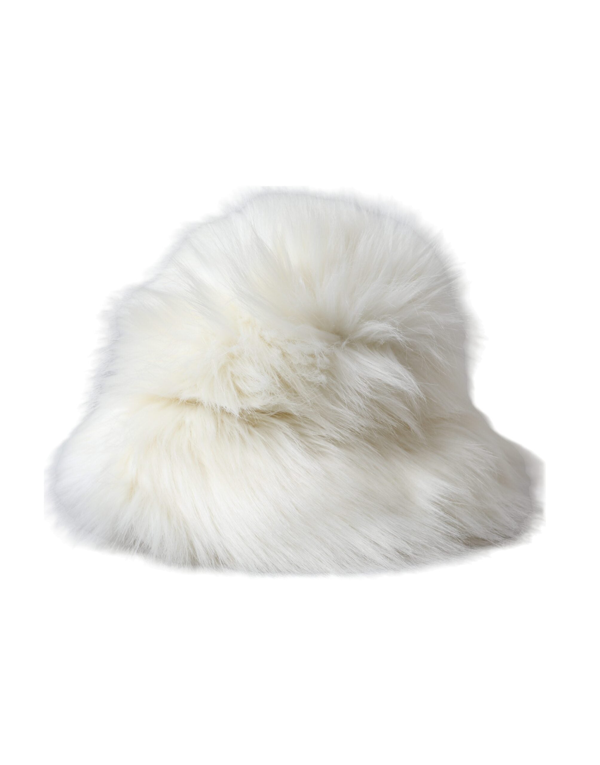 White Acrylic Fur Womens Bucket Hat - ventzia