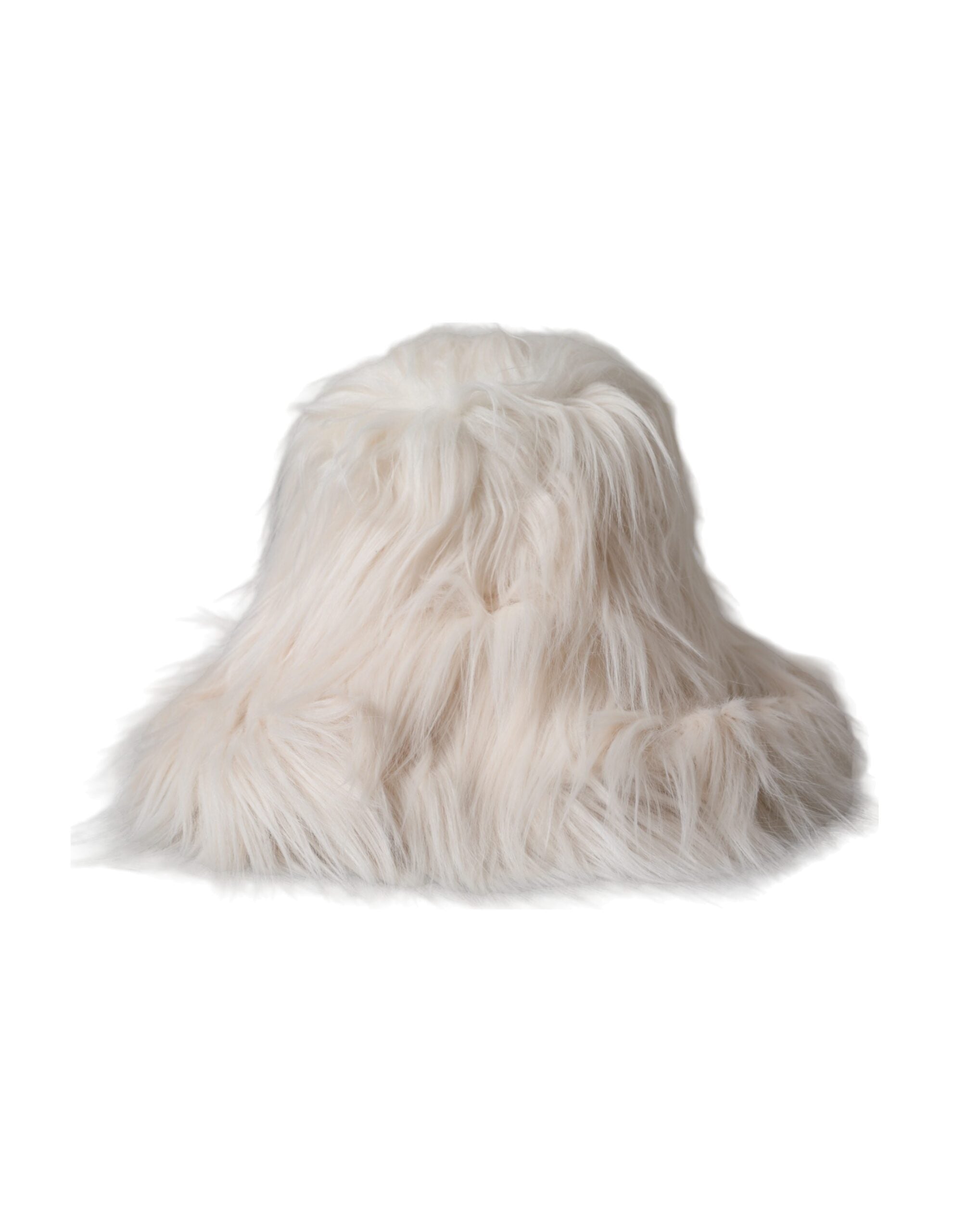 Off White Acrylic Fur Womens Bucket Hat - ventzia