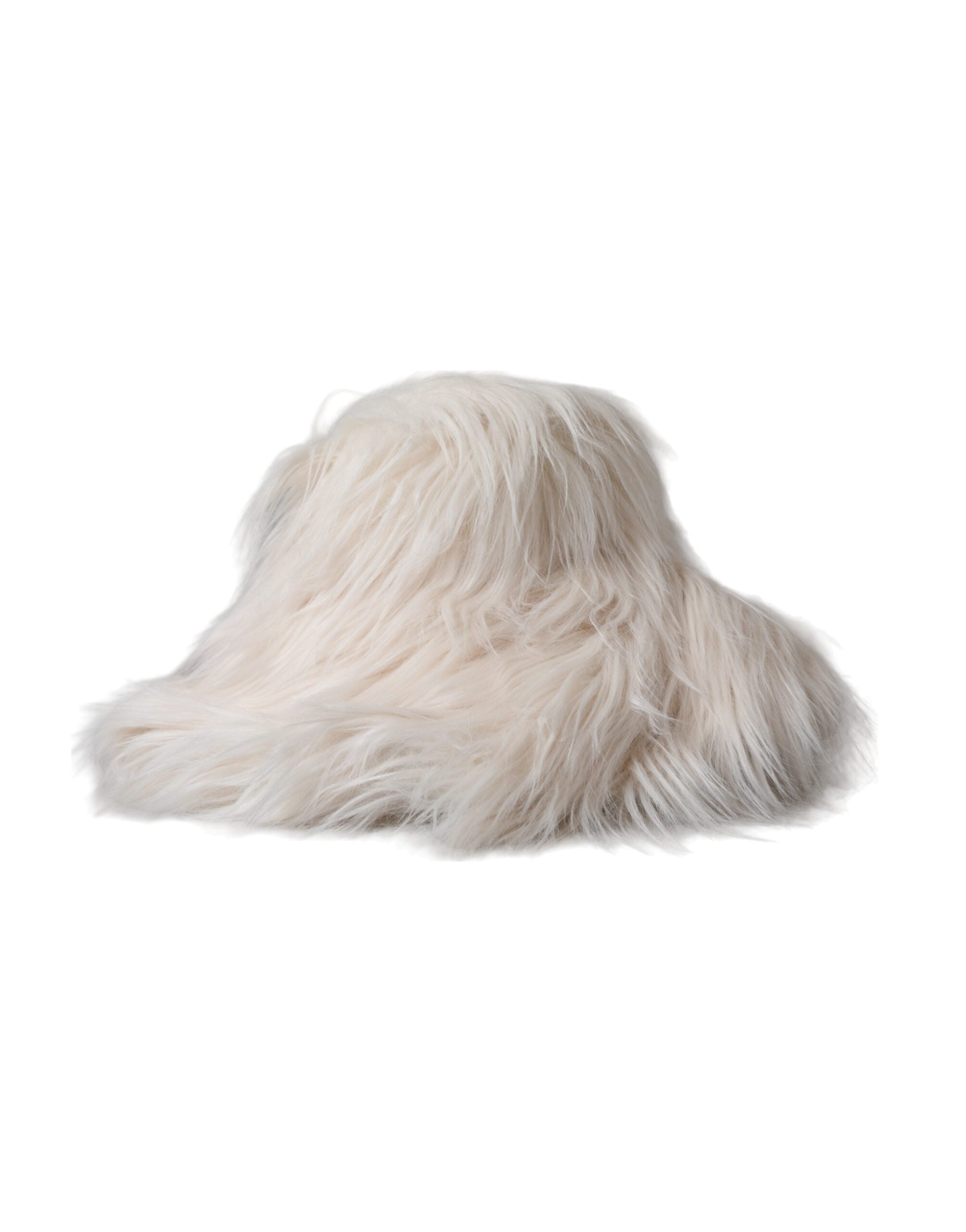 Off White Acrylic Fur Womens Bucket Hat - ventzia