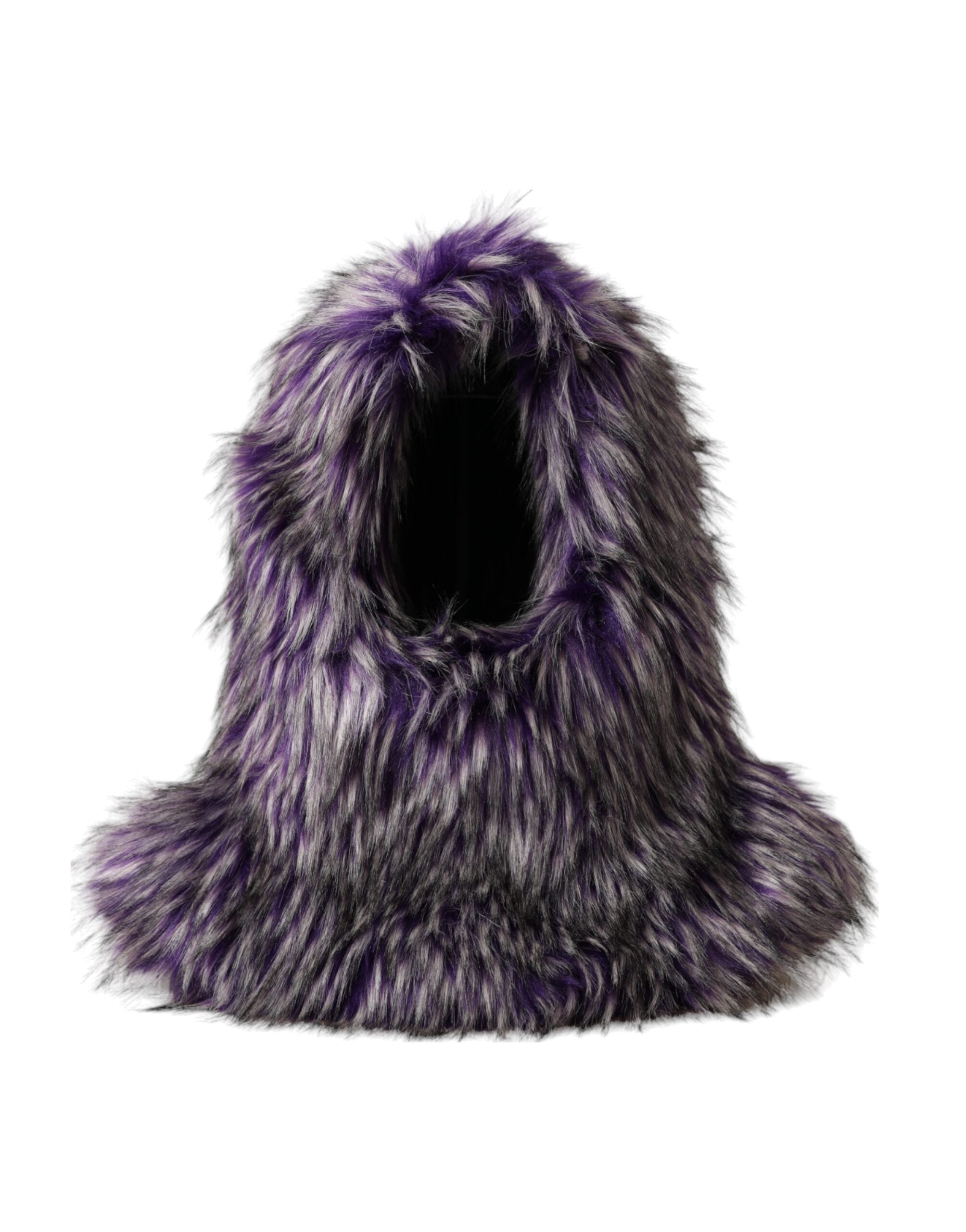 Purple Faux Fur Whole Head Wrap Hat - ventzia