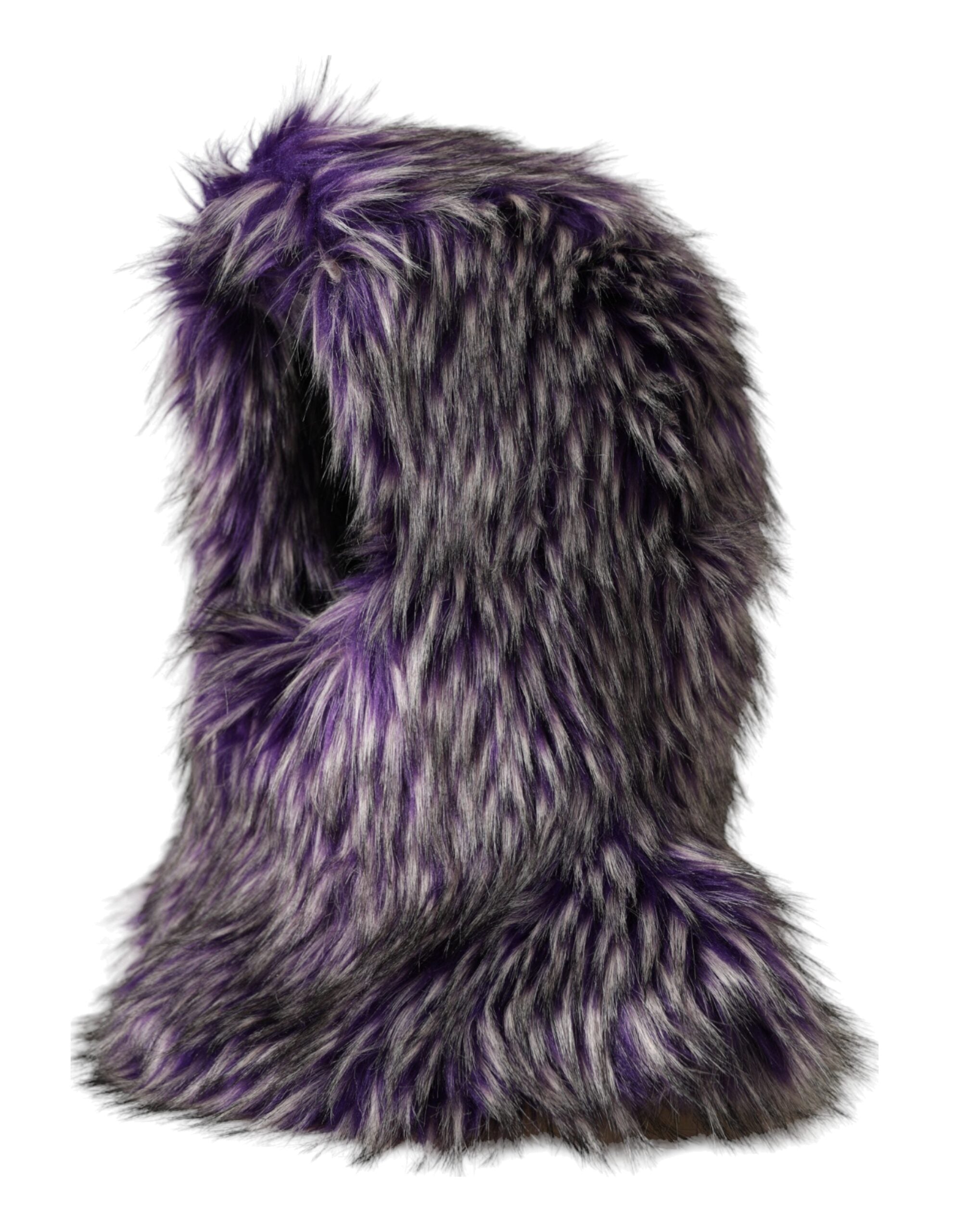 Purple Faux Fur Whole Head Wrap Hat - ventzia