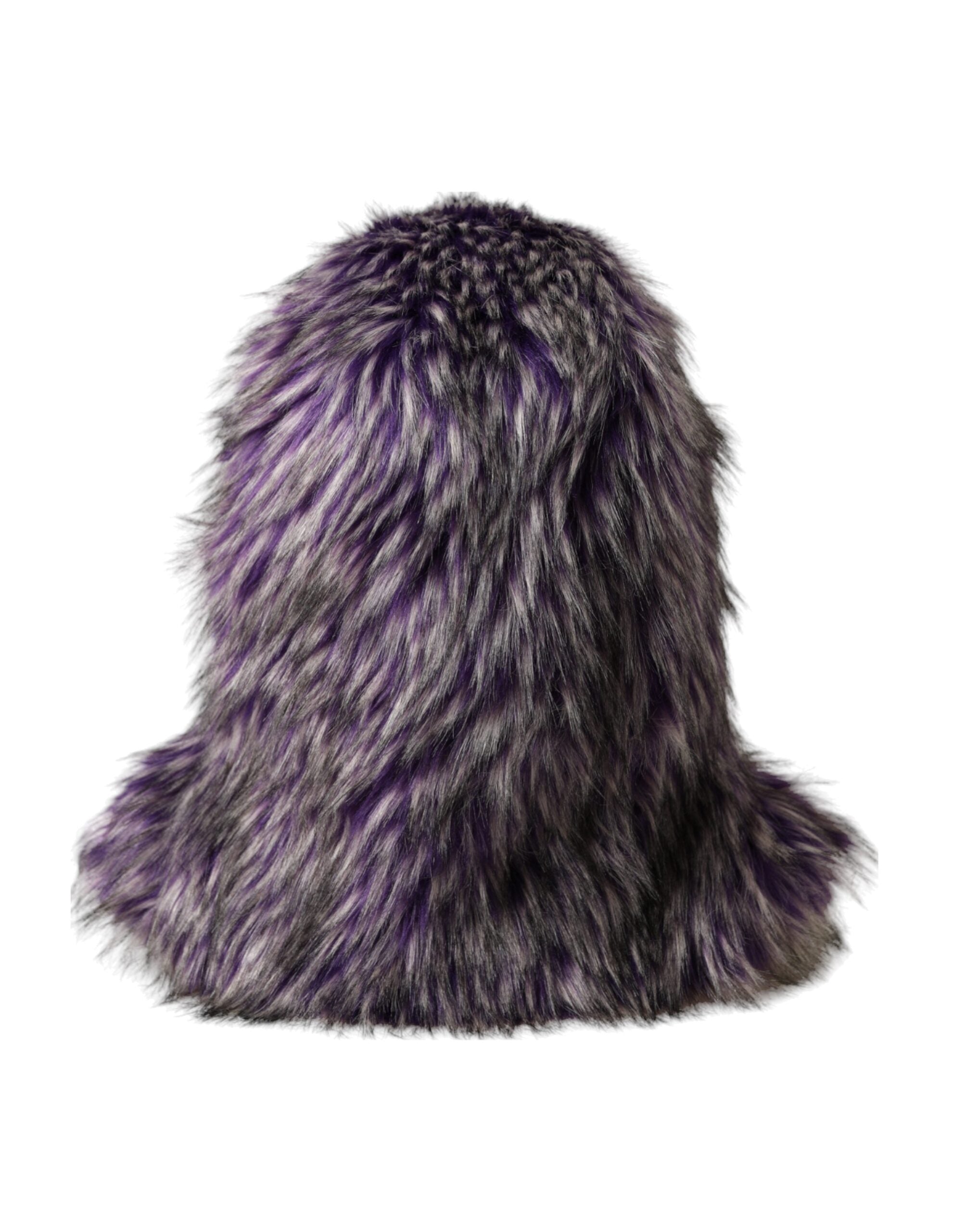 Purple Faux Fur Whole Head Wrap Hat - ventzia