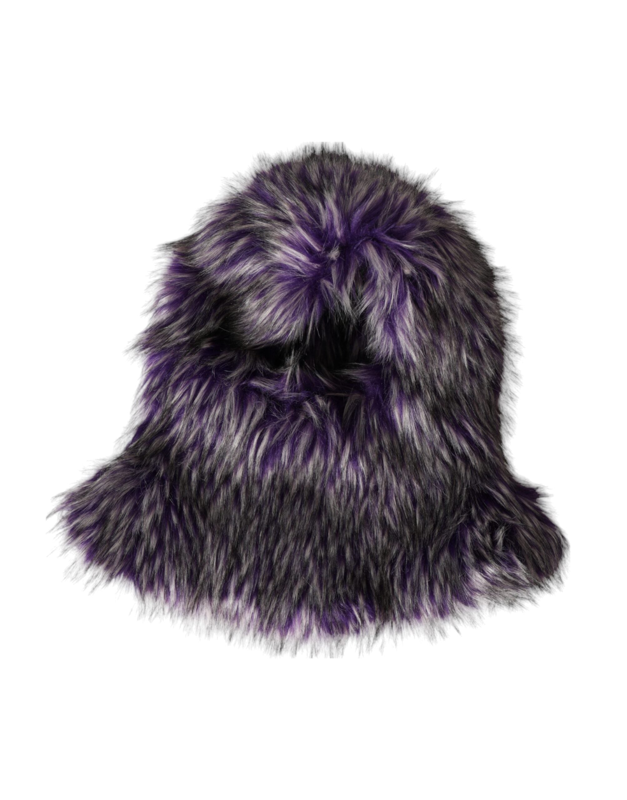 Purple Faux Fur Whole Head Wrap Hat - ventzia