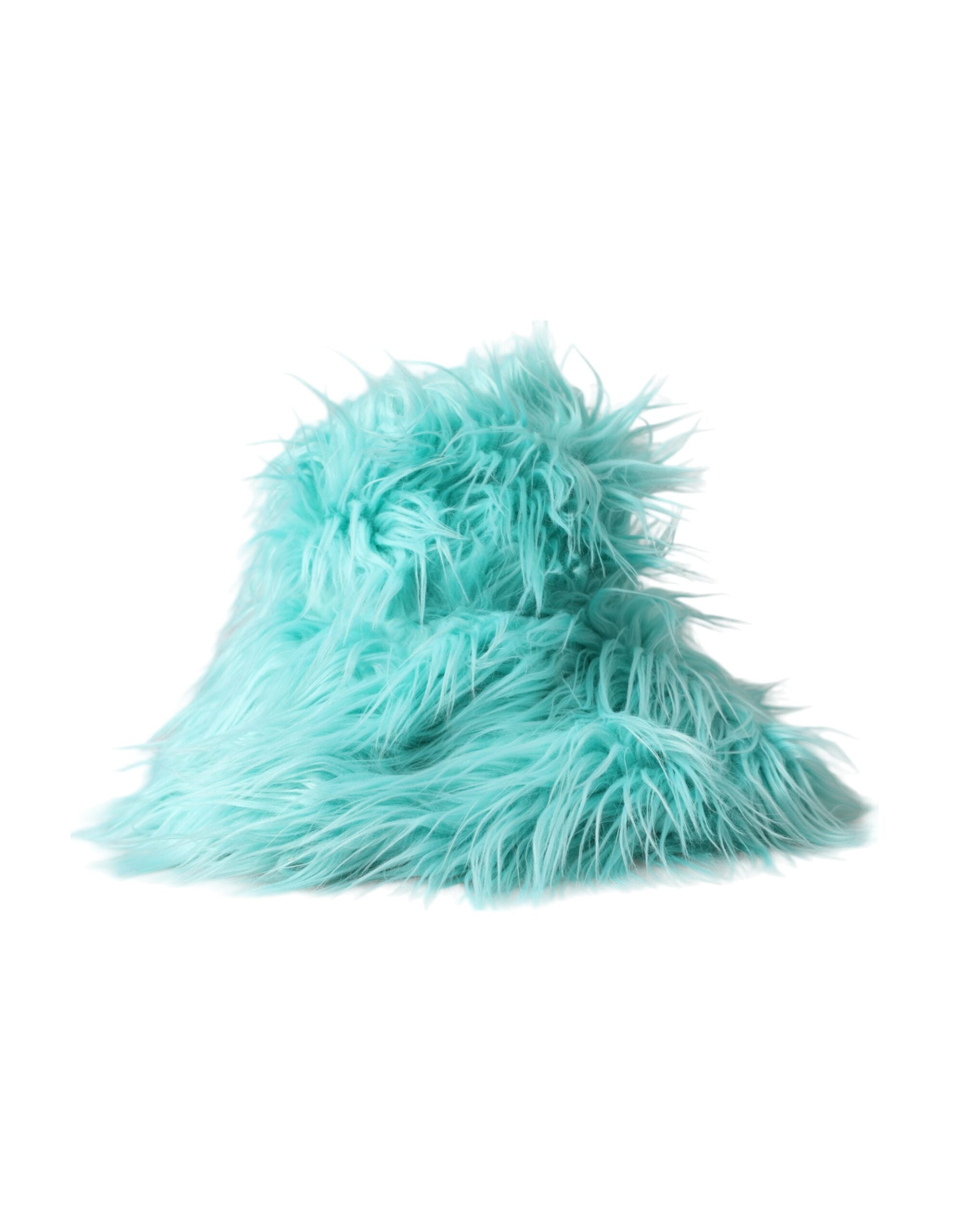 Mint Green Acrylic Fur Womens Bucket Hat - ventzia