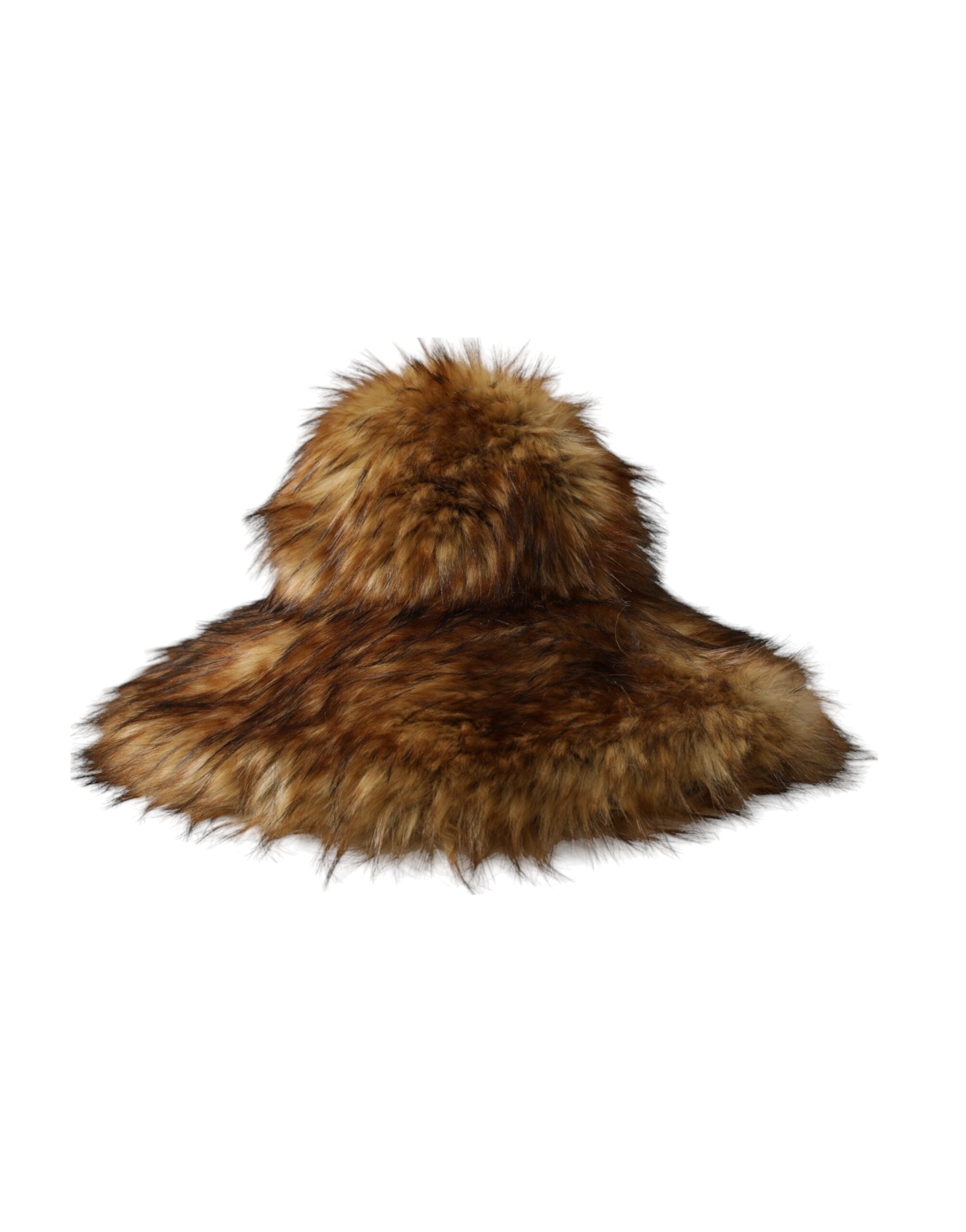 Brown Modacrylic Faux Fur Bucket Hat - ventzia