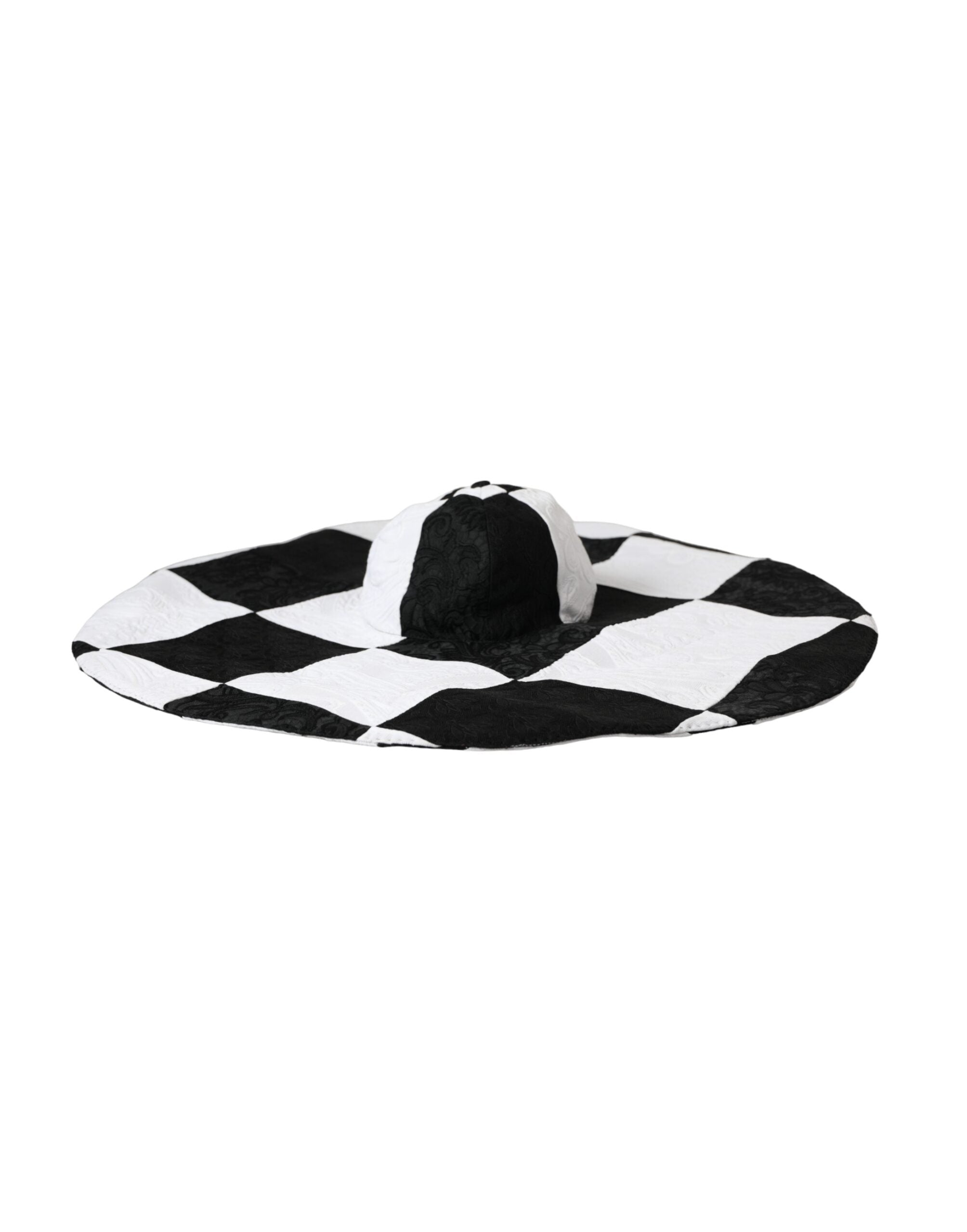Black White Checkered Wide Brim Floppy Hat - ventzia