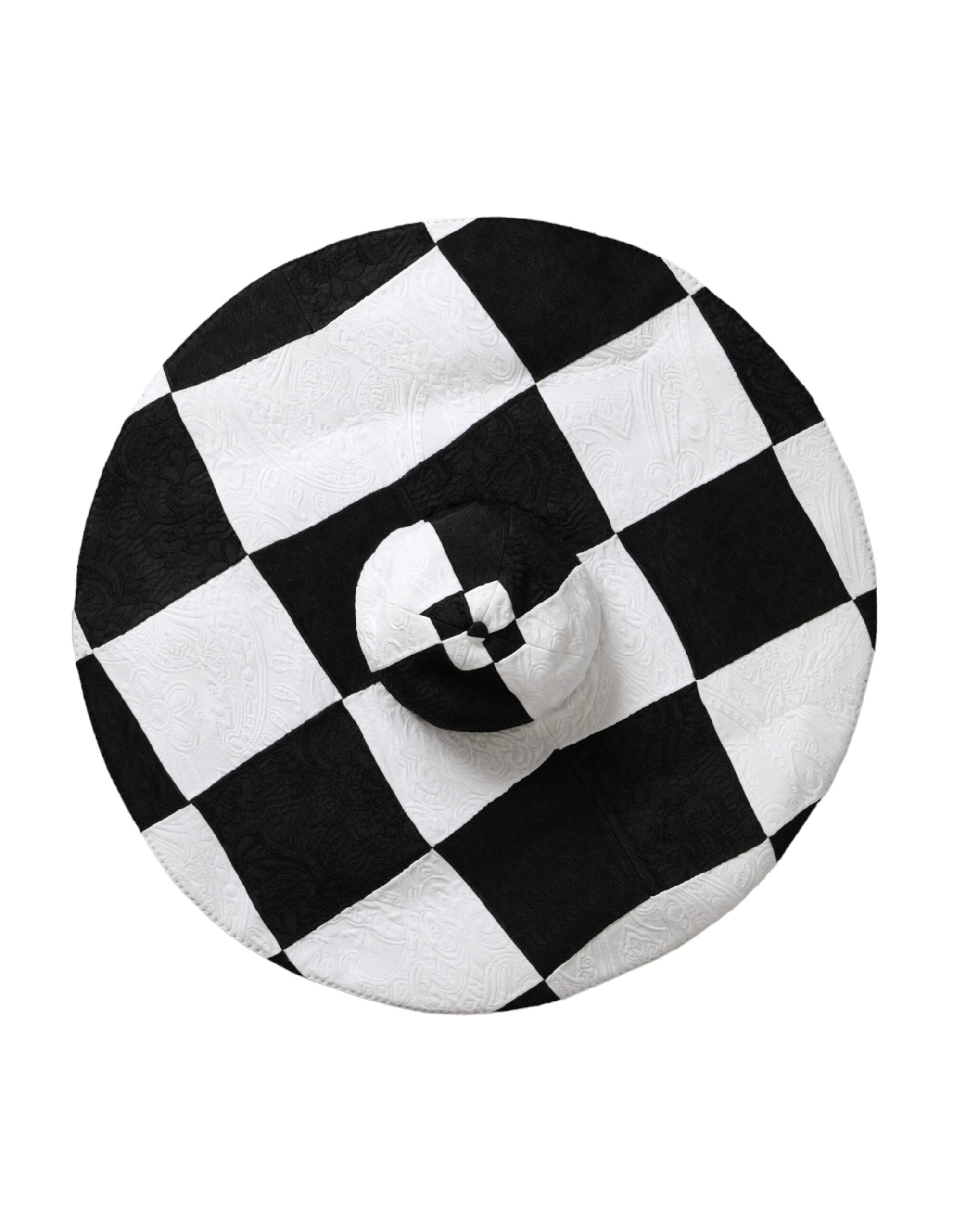 Black White Checkered Wide Brim Floppy Hat - ventzia