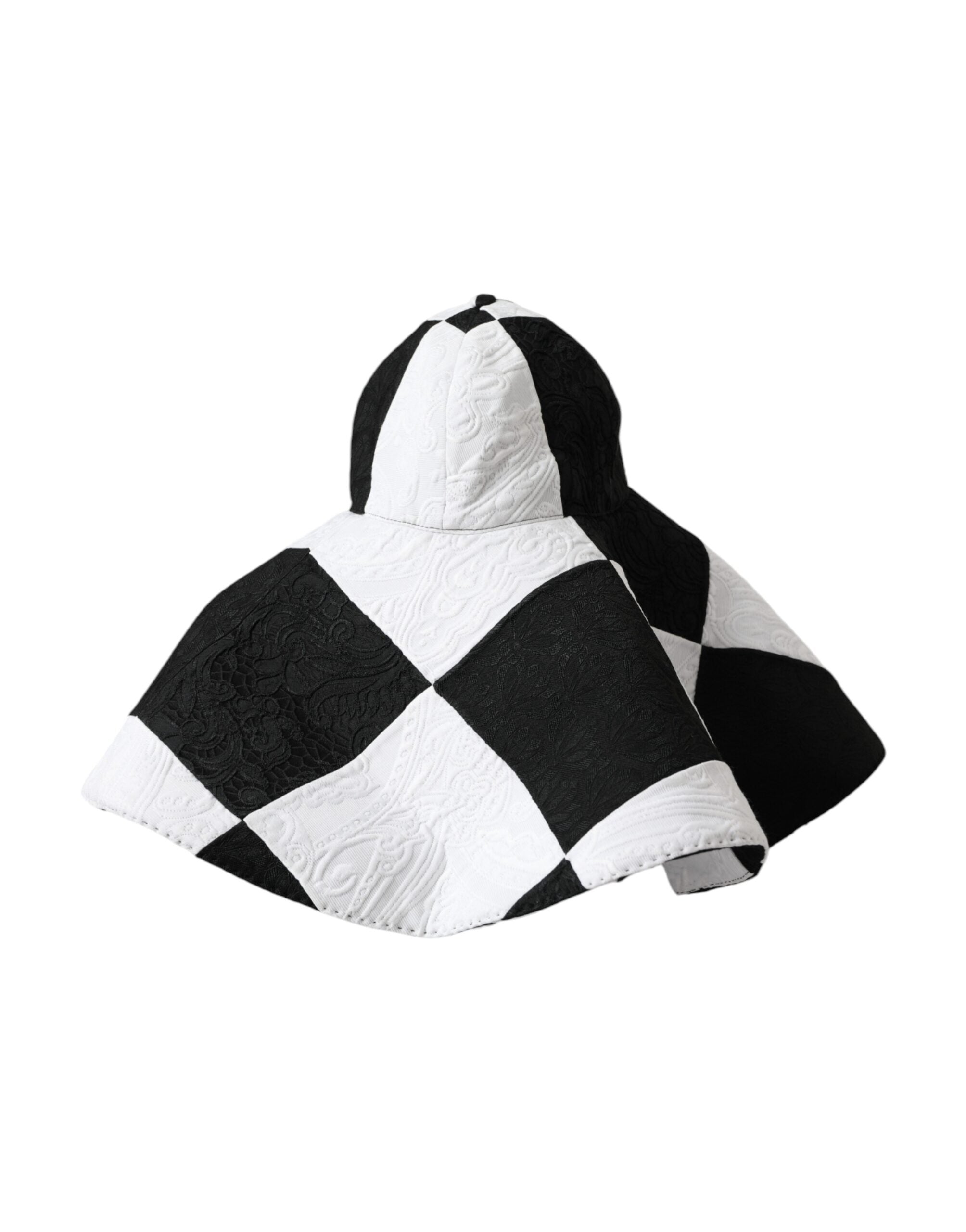 Black White Checkered Wide Brim Floppy Hat - ventzia