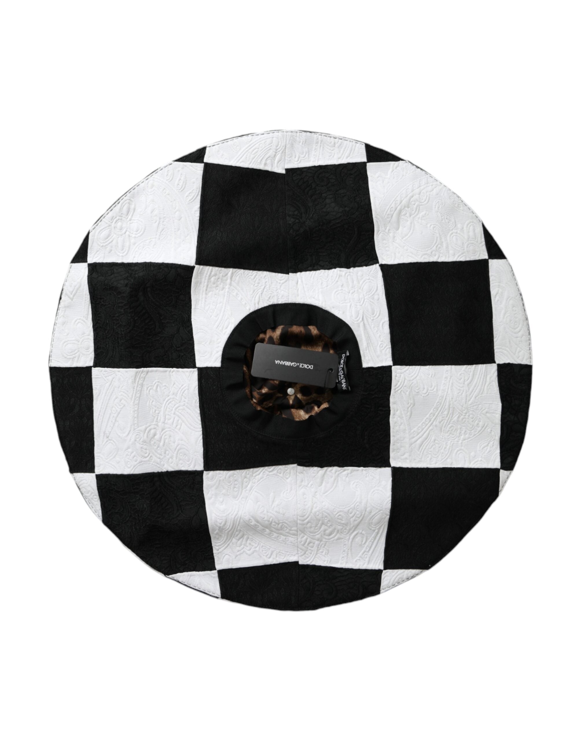 Black White Checkered Wide Brim Floppy Hat - ventzia
