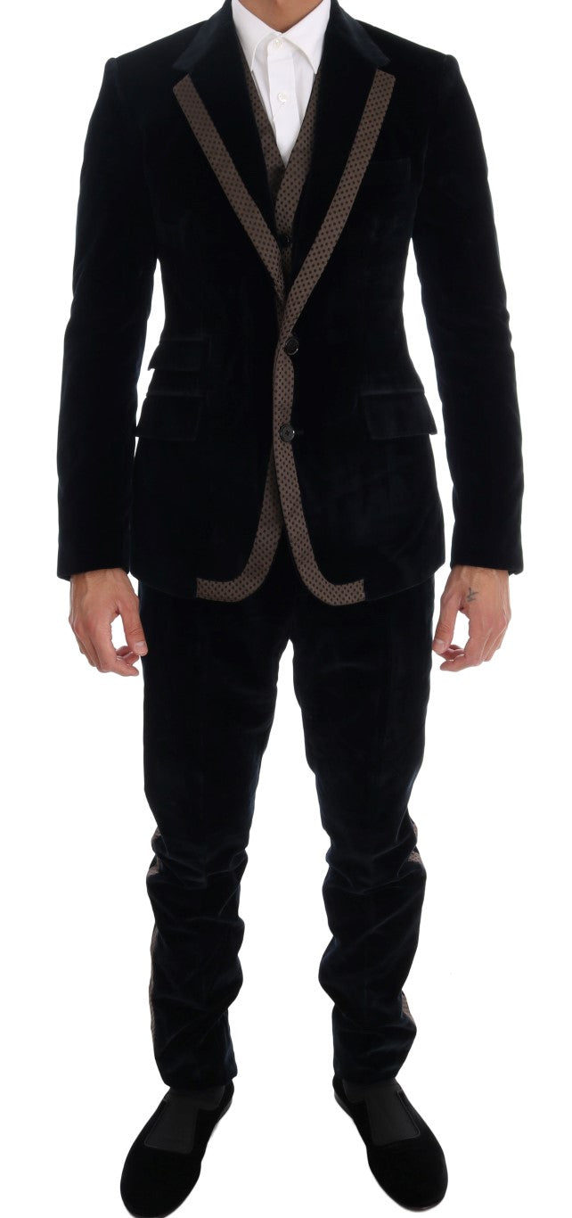 Elegant Blue Three-Piece Slim Fit Suit - ventzia