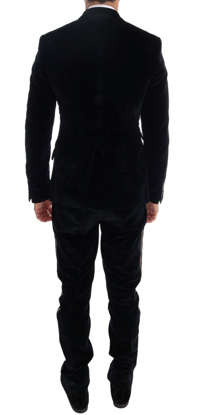 Elegant Blue Three-Piece Slim Fit Suit - ventzia
