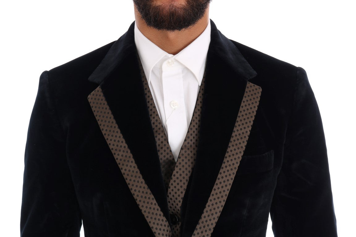 Elegant Blue Three-Piece Slim Fit Suit - ventzia