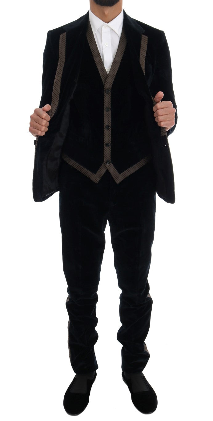 Elegant Blue Three-Piece Slim Fit Suit - ventzia