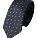 Black Blue Polka Dot Silk Adjustable Men Tie - ventzia
