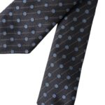 Black Blue Polka Dot Silk Adjustable Men Tie - ventzia