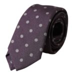 Purple 100% Silk Polka Dot Adjustable Men Tie - ventzia