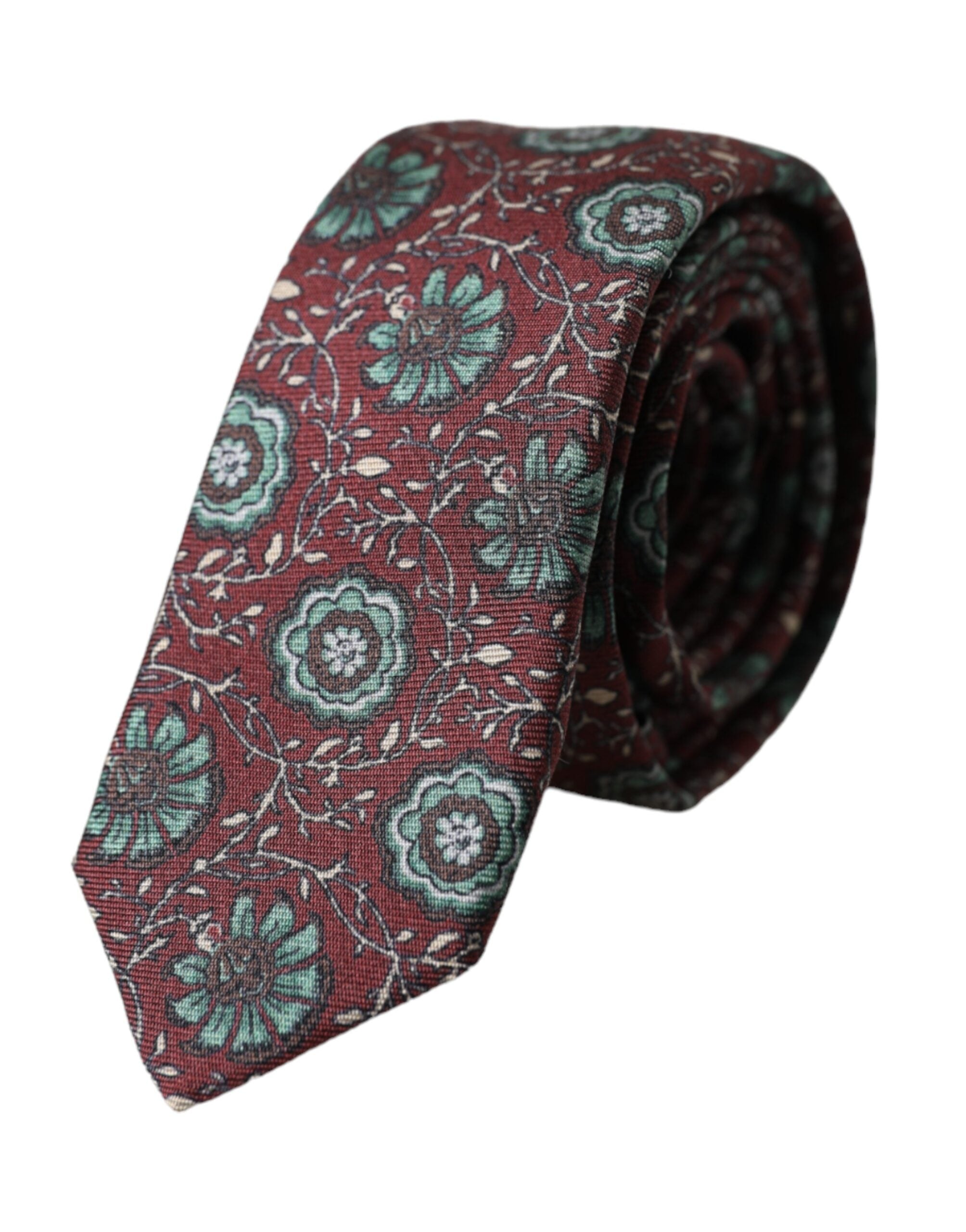 Maroon Floral 100% Silk Adjustable Men Tie - ventzia