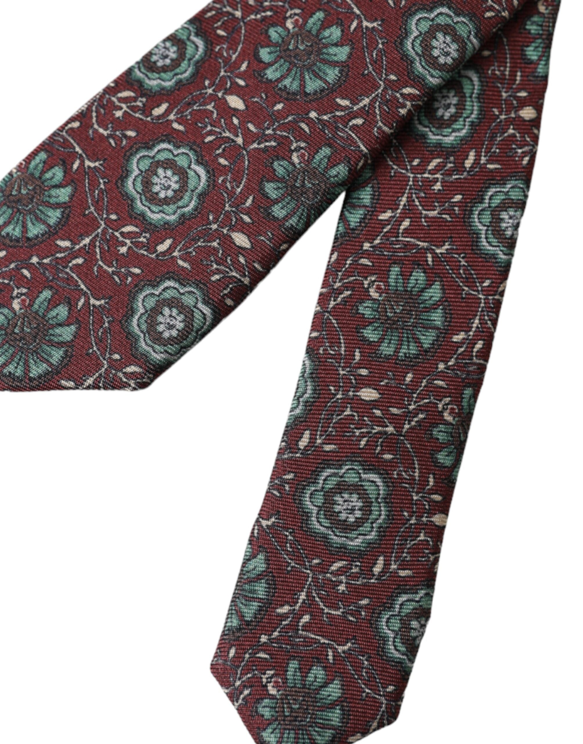 Maroon Floral 100% Silk Adjustable Men Tie - ventzia