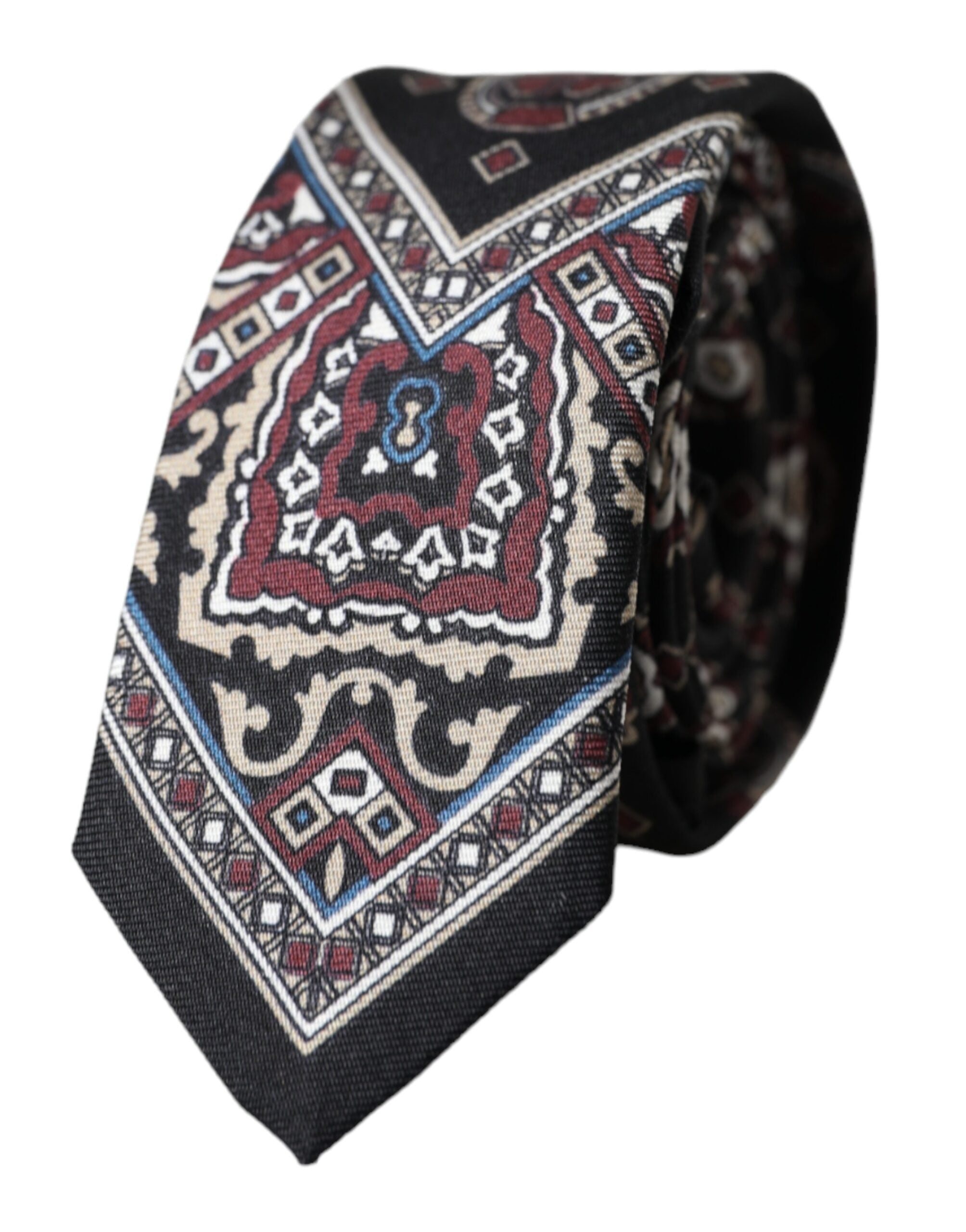 Black Printed 100% Silk Adjustable Men Tie - ventzia