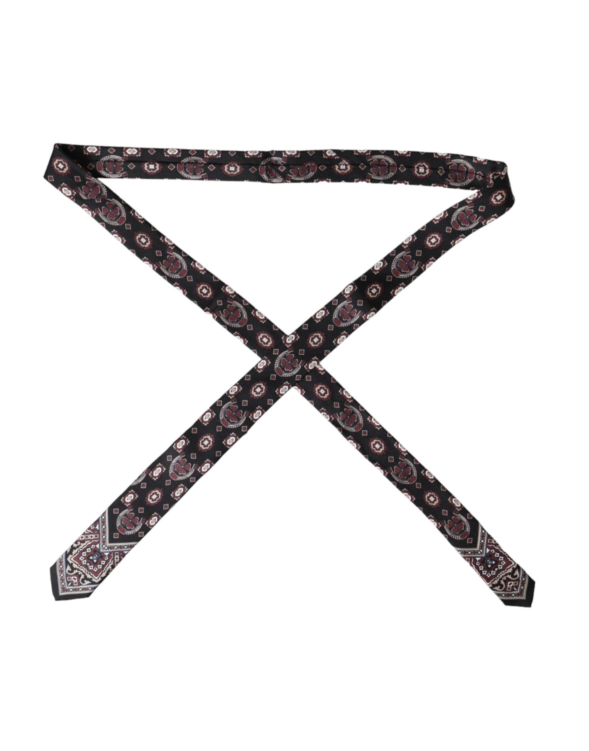 Black Printed 100% Silk Adjustable Men Tie - ventzia