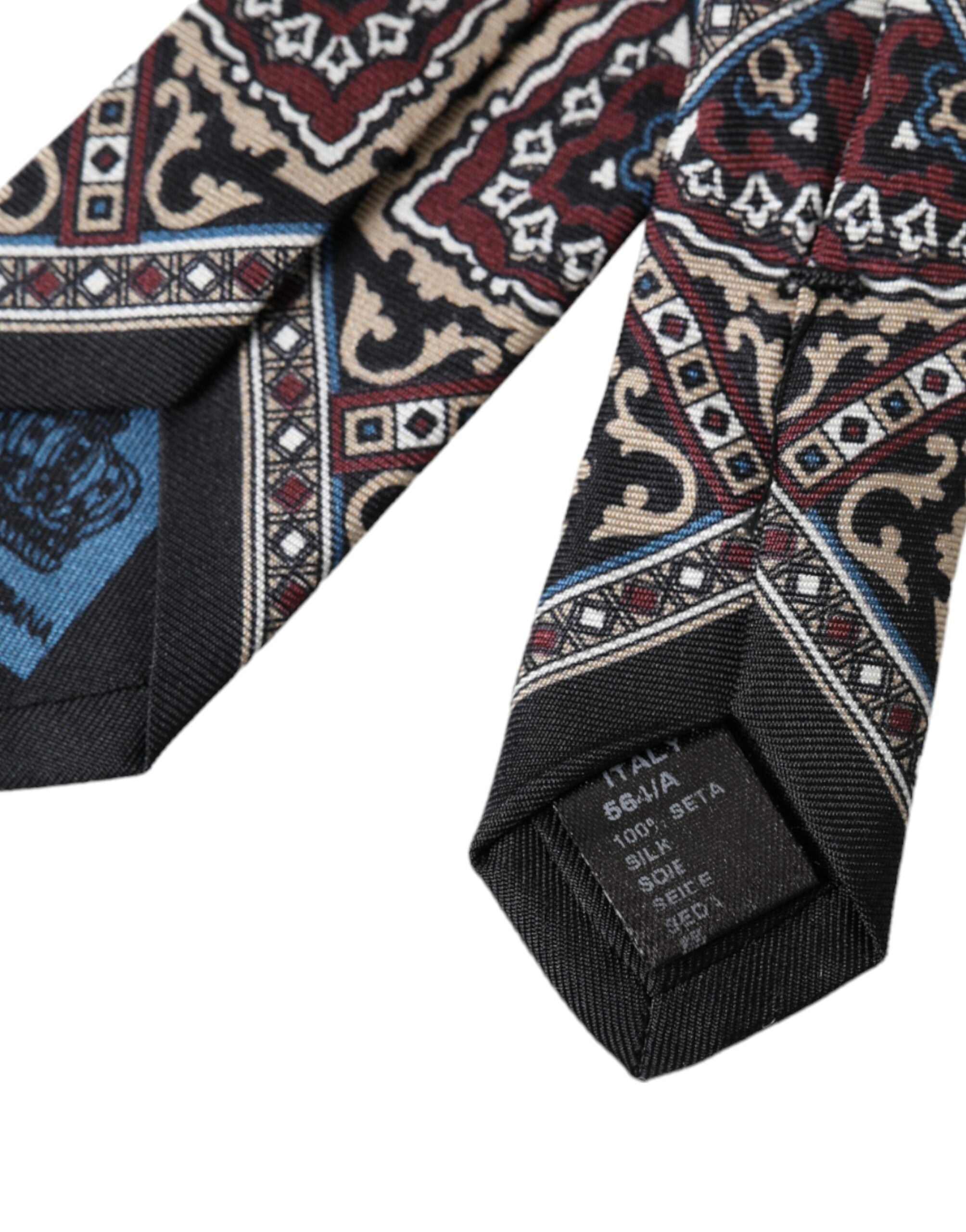 Black Printed 100% Silk Adjustable Men Tie - ventzia