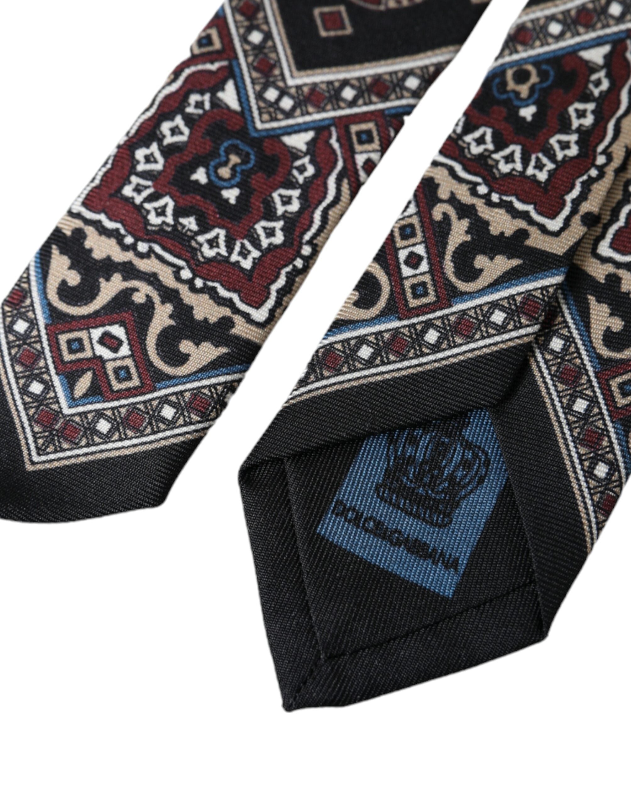 Black Printed 100% Silk Adjustable Men Tie - ventzia