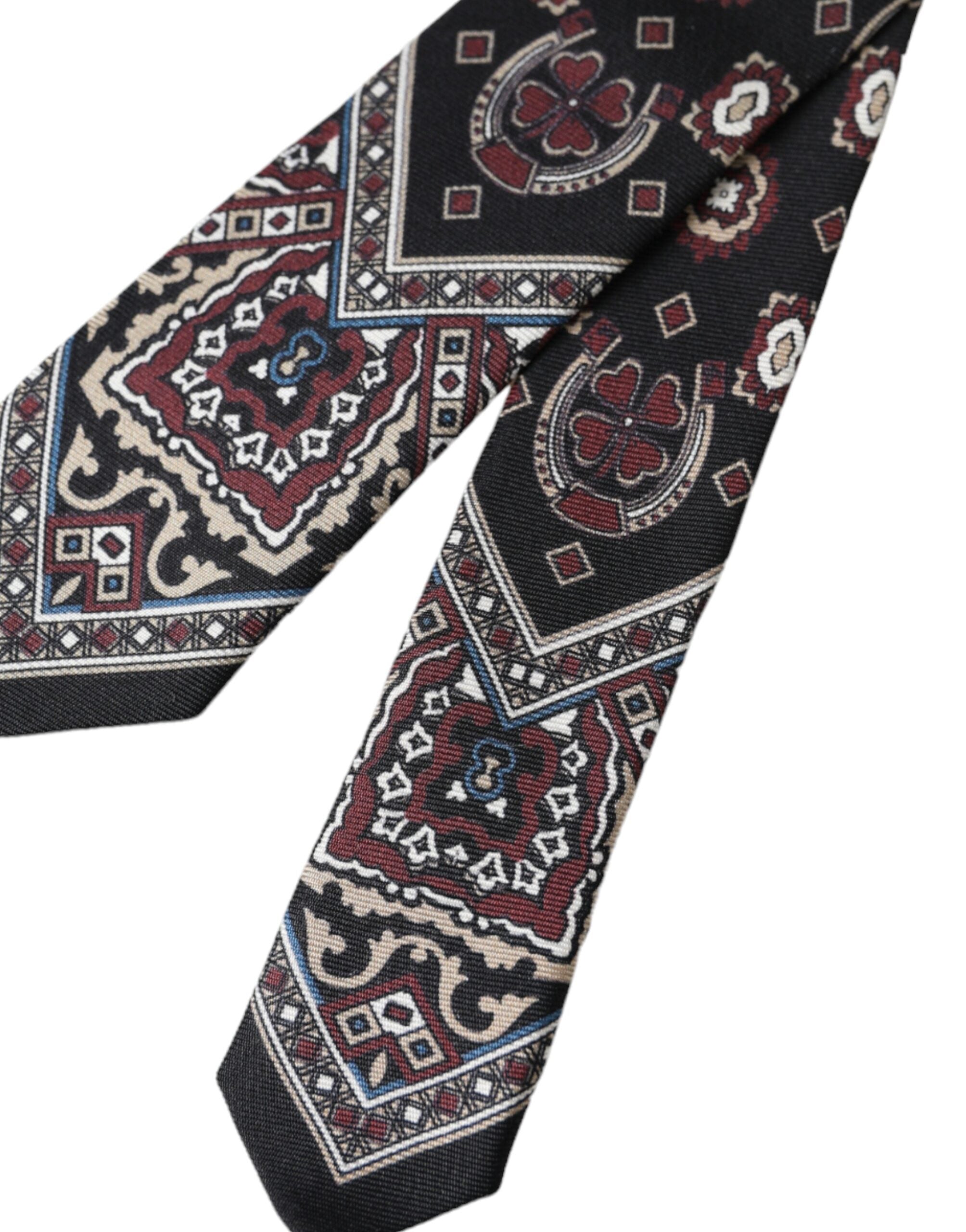 Black Printed 100% Silk Adjustable Men Tie - ventzia