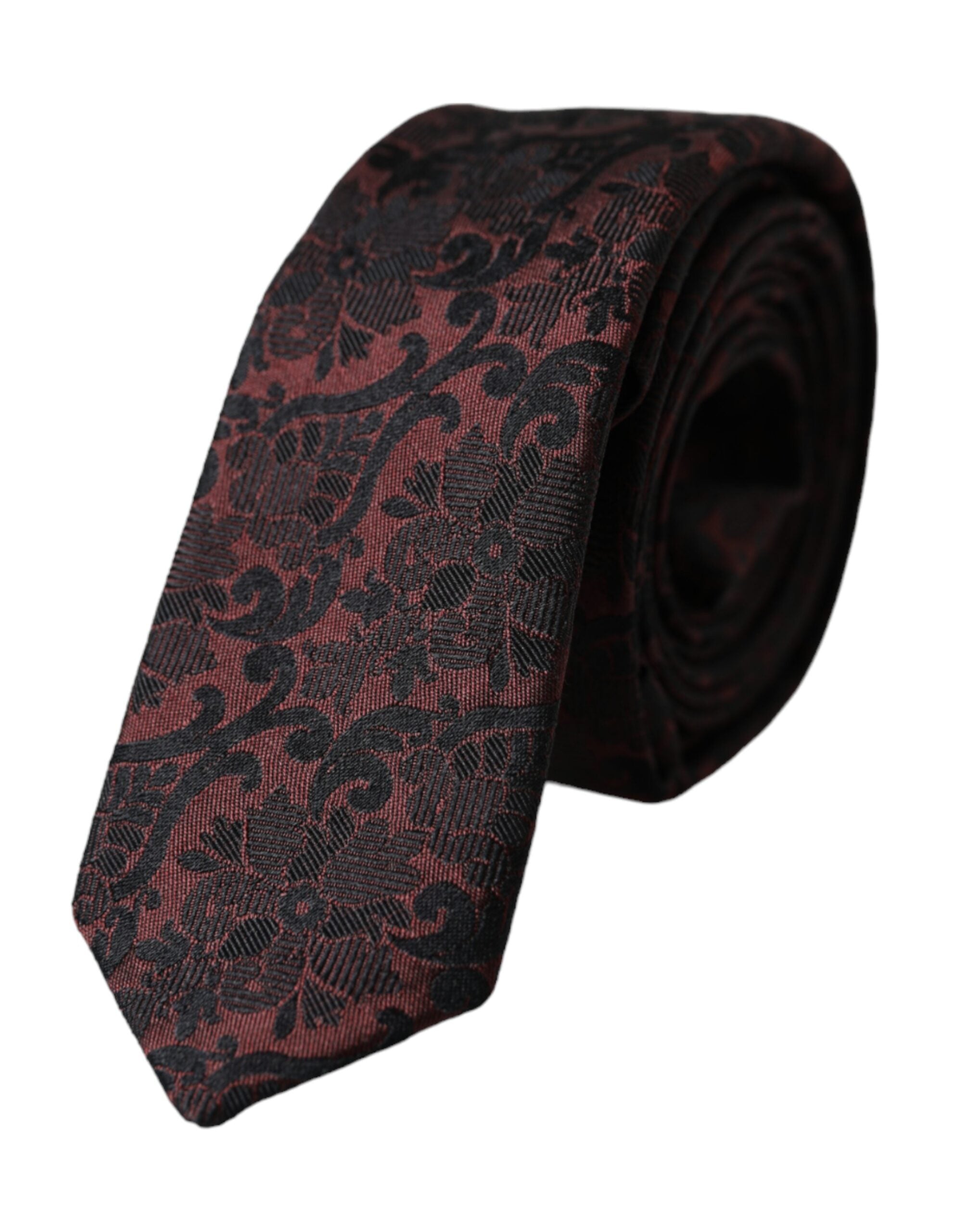 Maroon Floral Fantasy Silk Adjustable Men Tie - ventzia