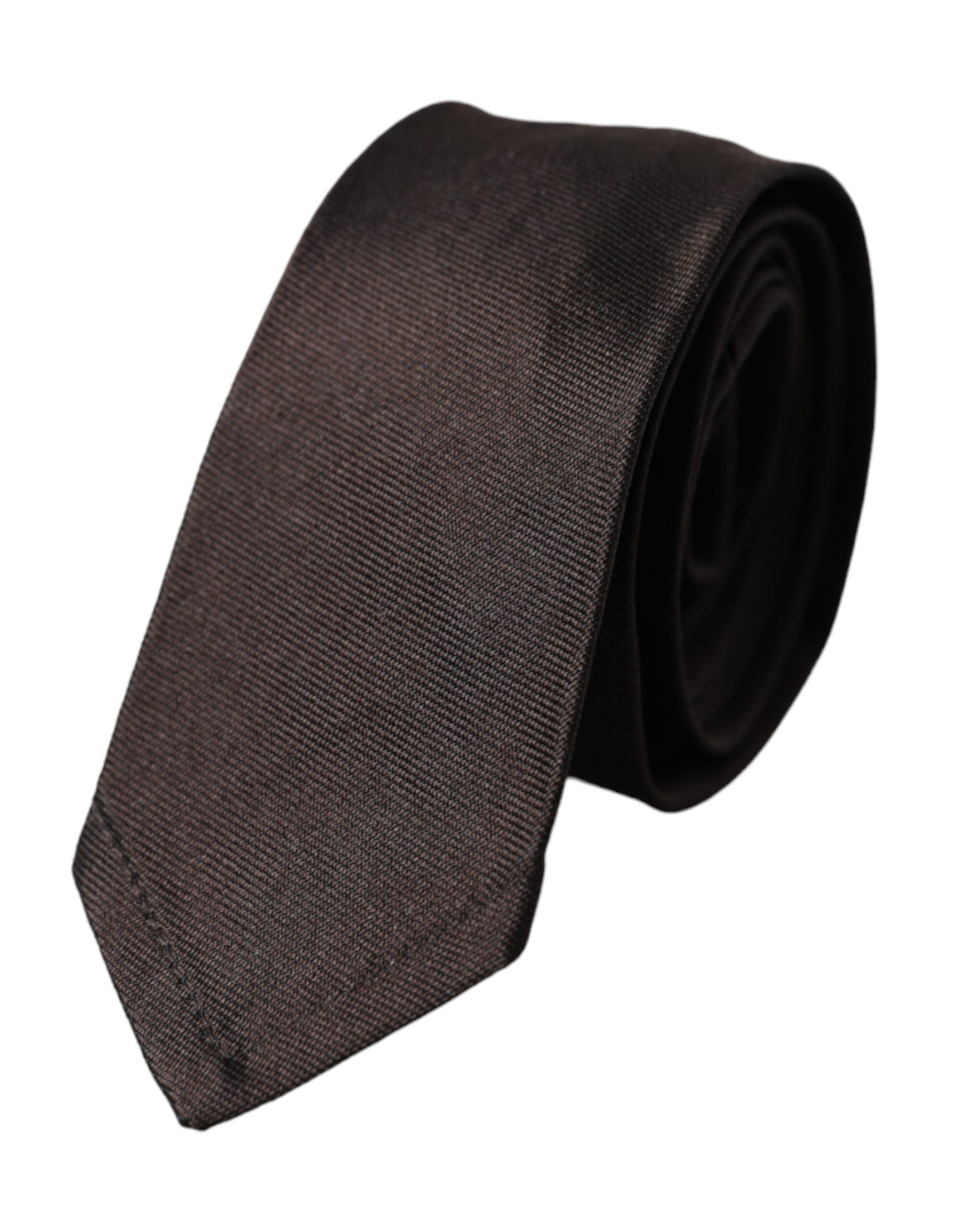 Brown Solid 100% Silk Adjustable Tie - ventzia